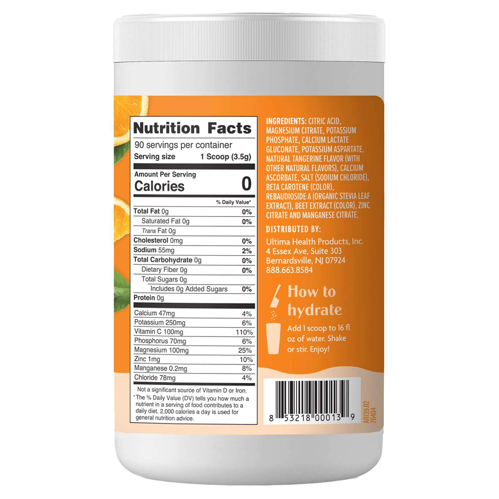 Ultima Replenisher, 6 Essential Electrolytes, Daily Electrolyte Drink Mix, Orange, 11.1 oz (315 g) - Image 2