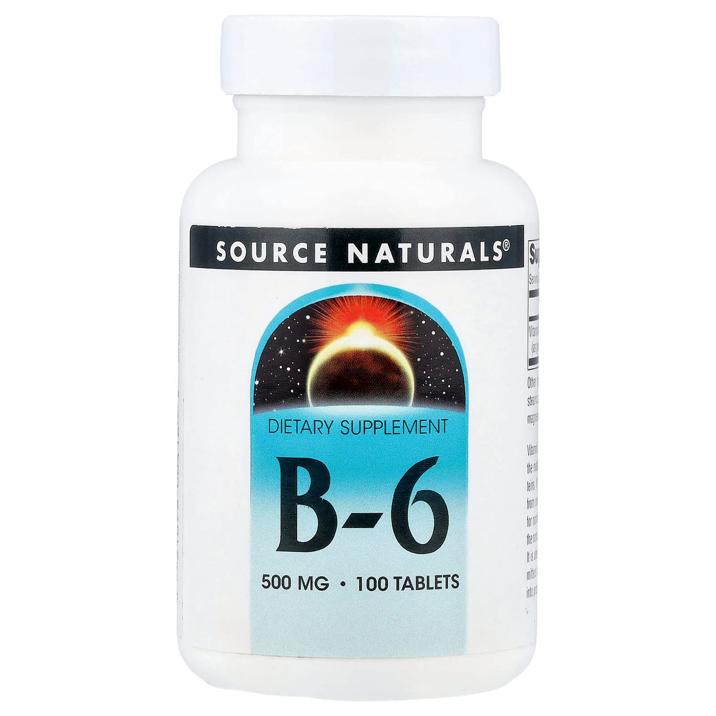 Source Naturals, B-6, 500 mg, 100 Tablets - Image 1