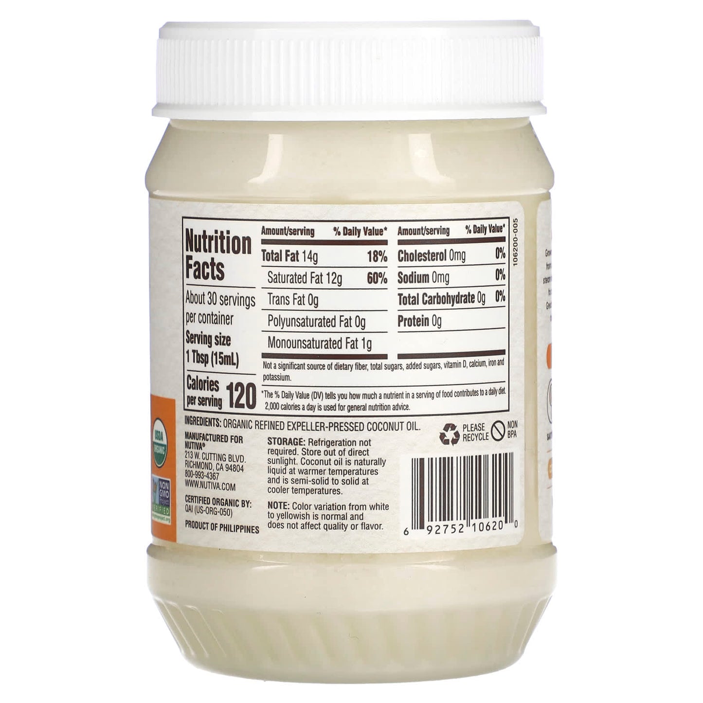 Nutiva, All-Purpose Cooking Oil, Organic Coconut Oil, 15 fl oz (444 ml) - Image 2