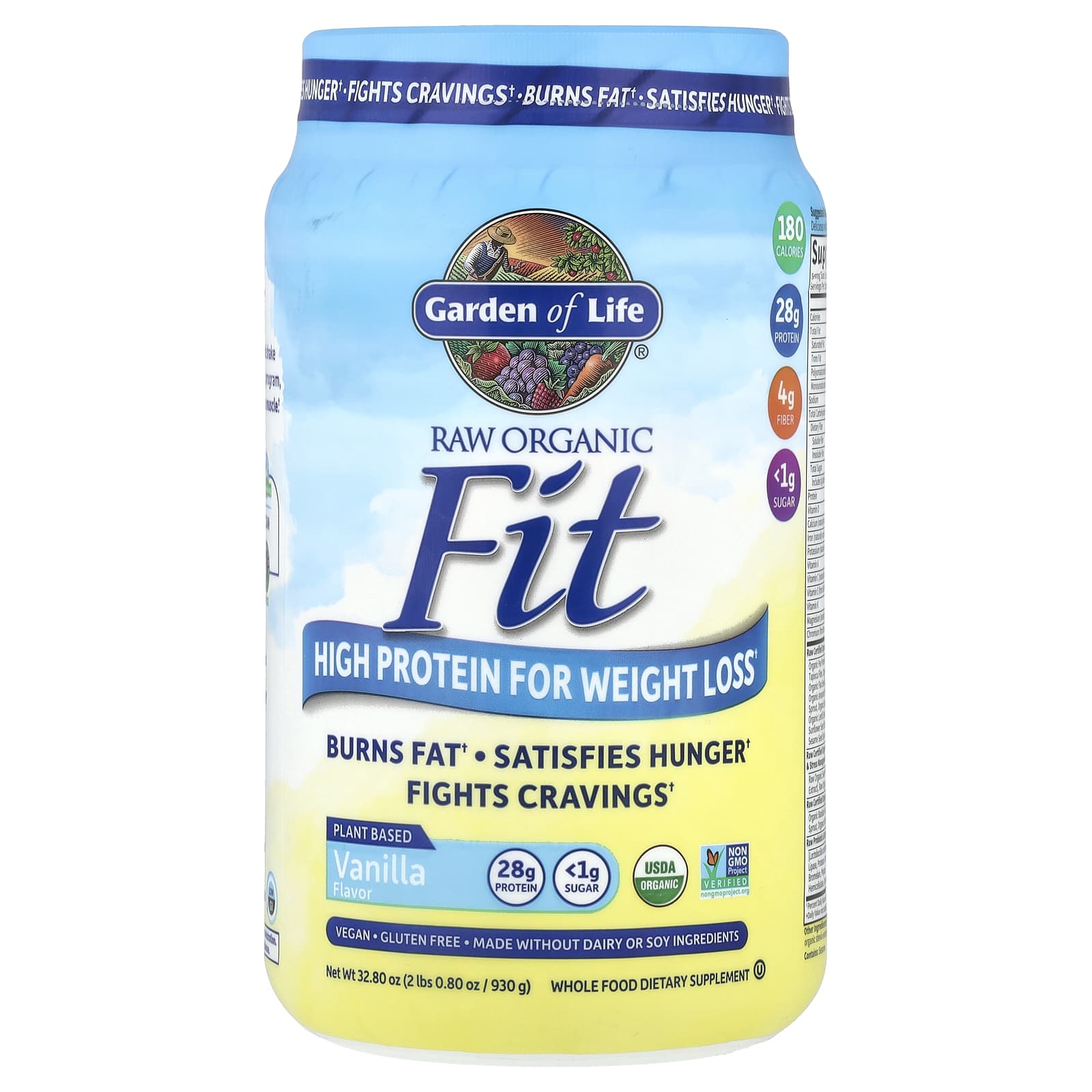 Garden of Life RAW Organic Fit High Protein for Weight Loss Vanilla 32.8oz - Image 1