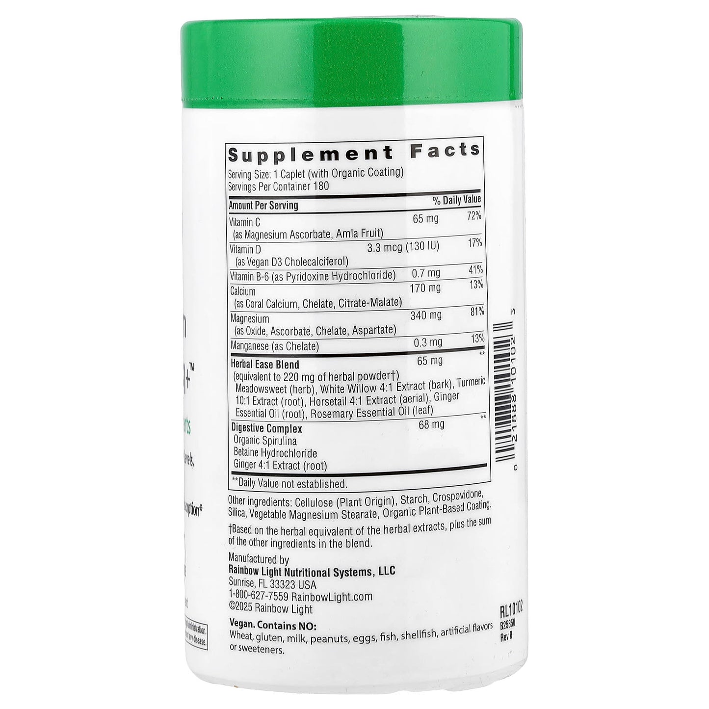 Rainbow Light, Magnesium Calcium+™, 180 Caplets - Image 2