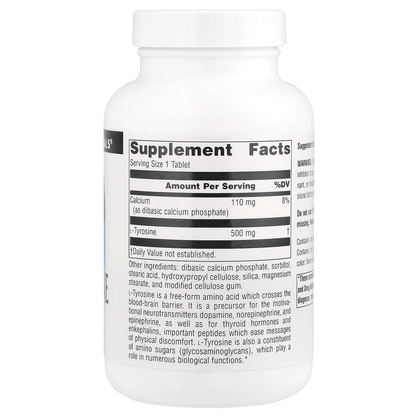 Source Naturals, L-Tyrosine, 500 mg, 100 Tablets - Image 2