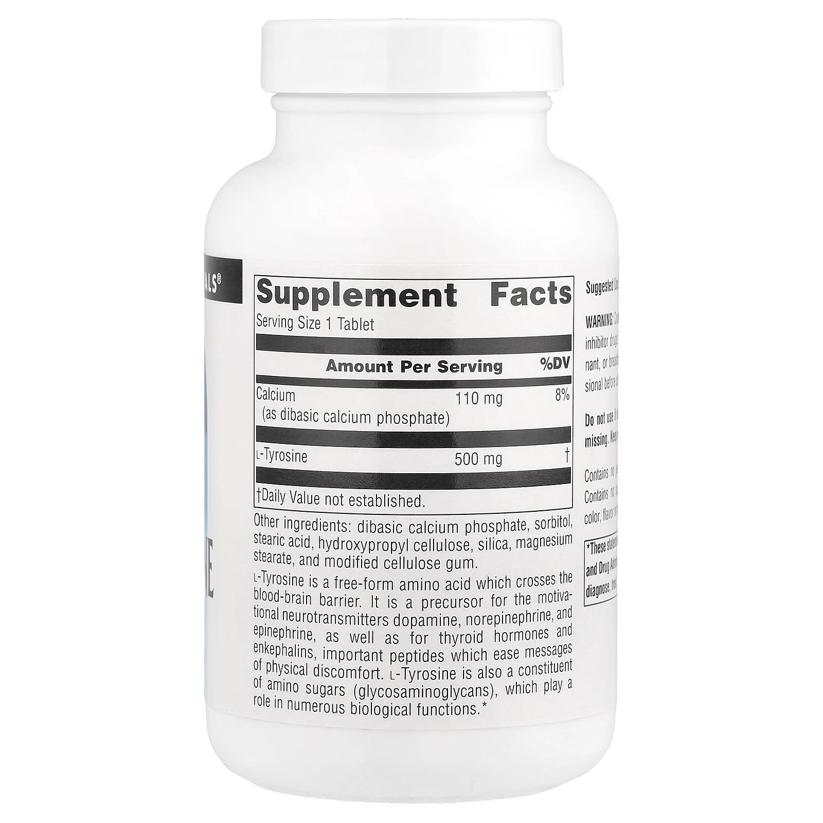 Source Naturals, L-Tyrosine, 500 mg, 100 Tablets - Image 2