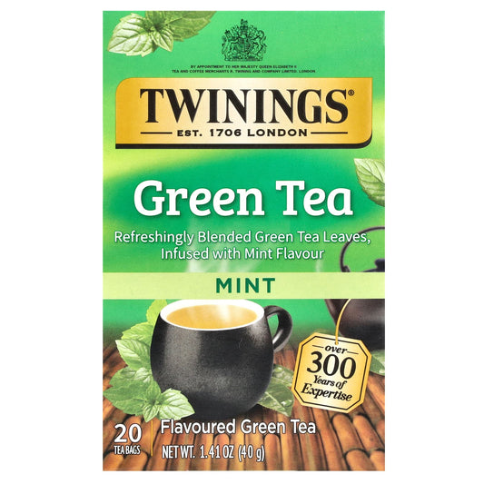 Twinings, Flavored Green Tea, Mint, 20 Tea Bags, 1.41 oz (40 g) - Image 1