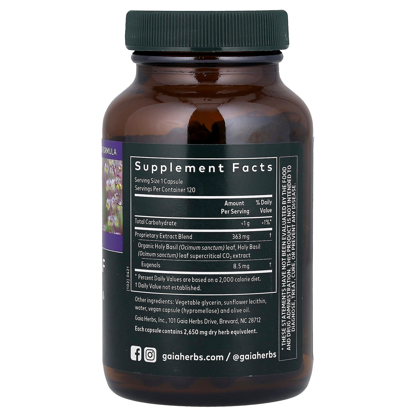 Holy Basil Leaf Stress Support Supplement by Gaia Herbs | Vegan & Gluten-Free - Image 2