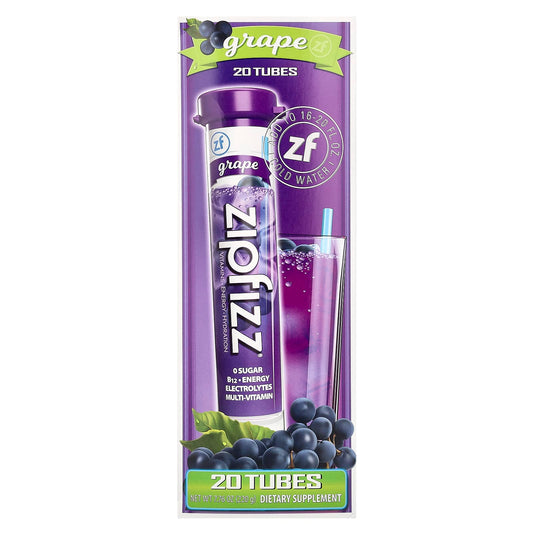 Zipfizz, Energy Drink Mix, Grape, 20 Tubes, 0.39 oz (11 g) Each - Image 1