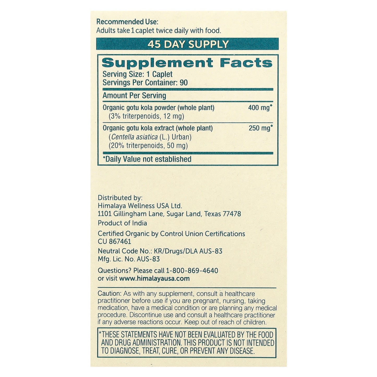 Organic Gotu Kola Capsules for Energy, Focus & Memory - Himalaya - Image 2