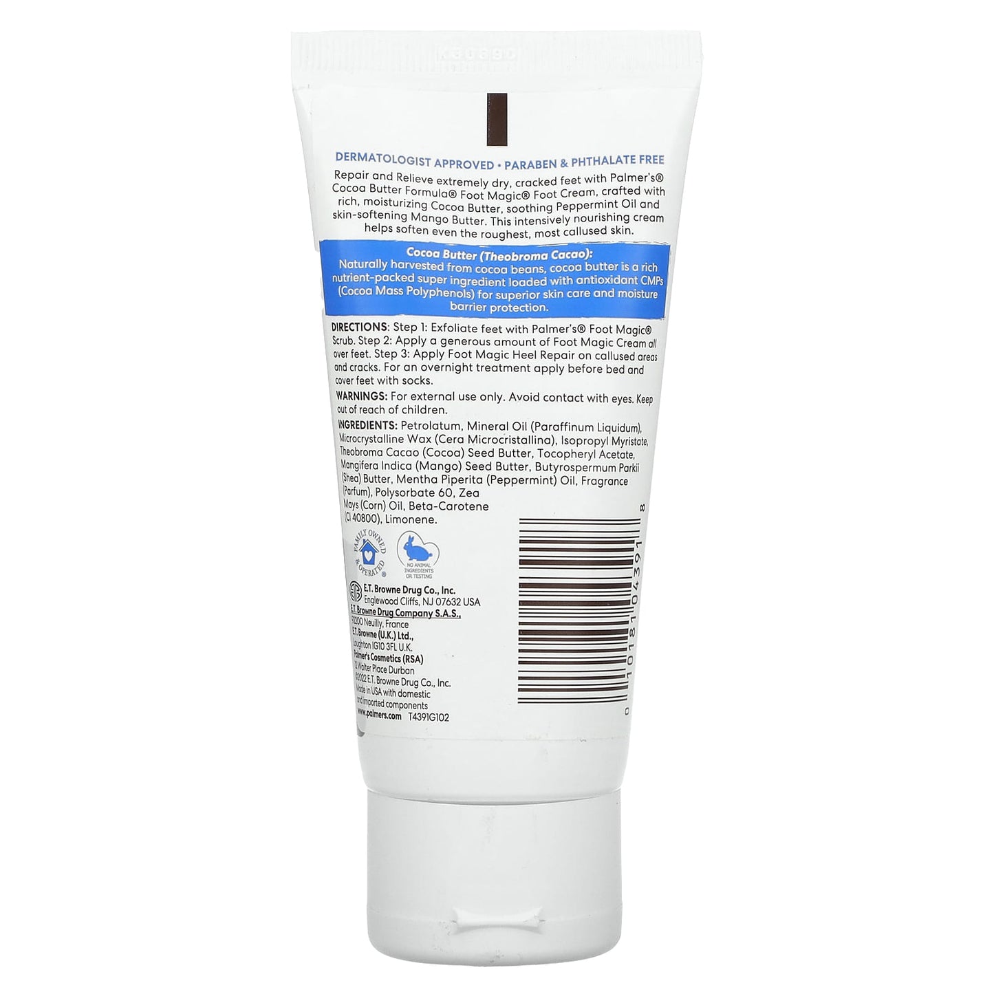 Palmer's, Cocoa Butter Formula® with Vitamin E, Foot Magic, with Peppermint Oil & Mango Butter, 2.1 oz (60 g) - Image 2