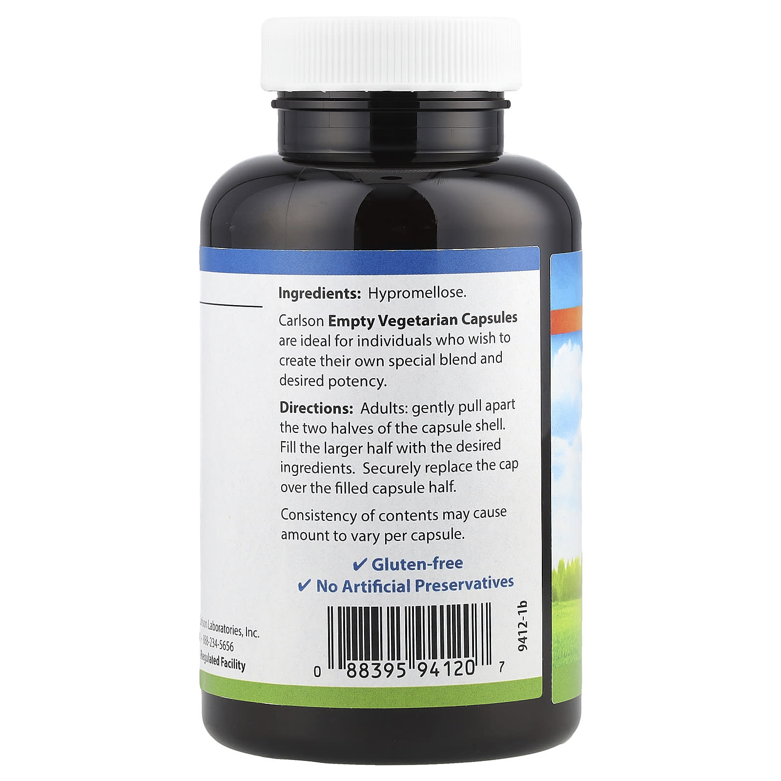 Carlson Empty Vegetarian Capsules for Custom Blends - 200 Count - Image 2