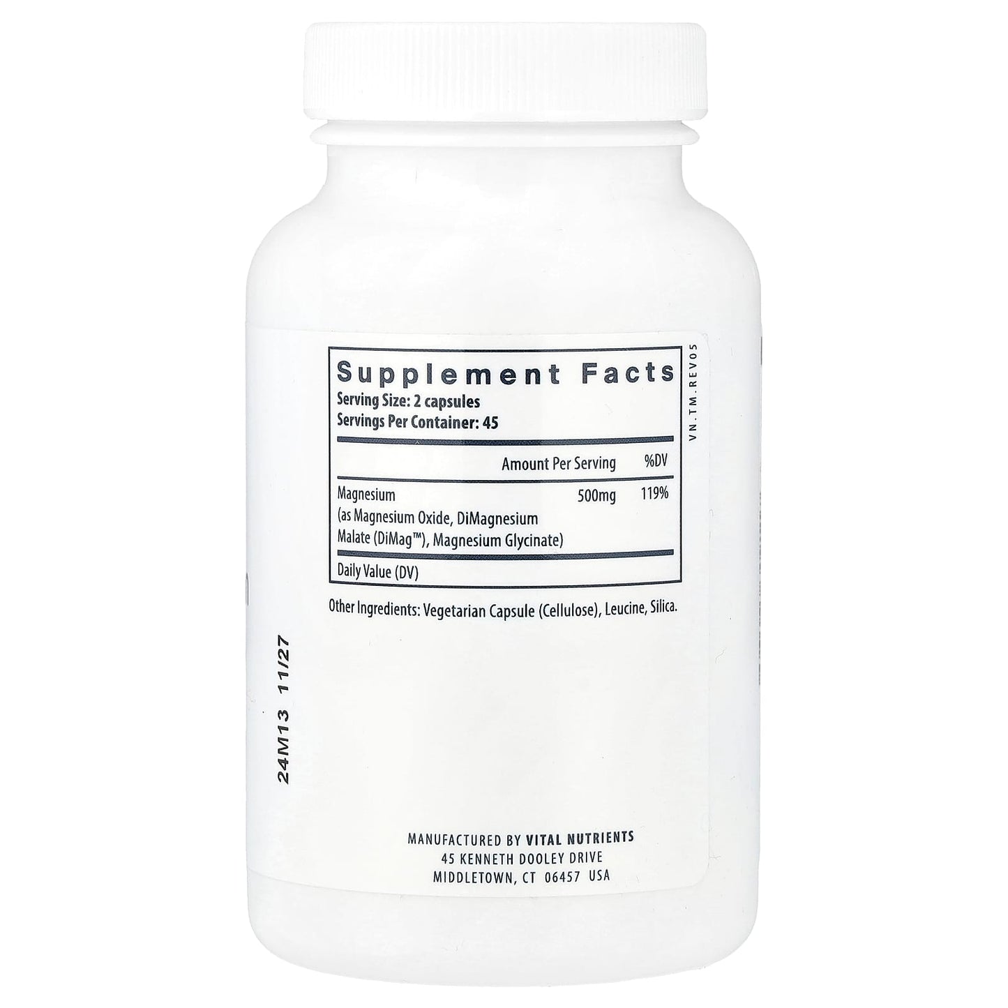 Vital Nutrients, Triple Magnesium Complex, 90 Vegan Capsules (250 mg per Capsule) - Image 2