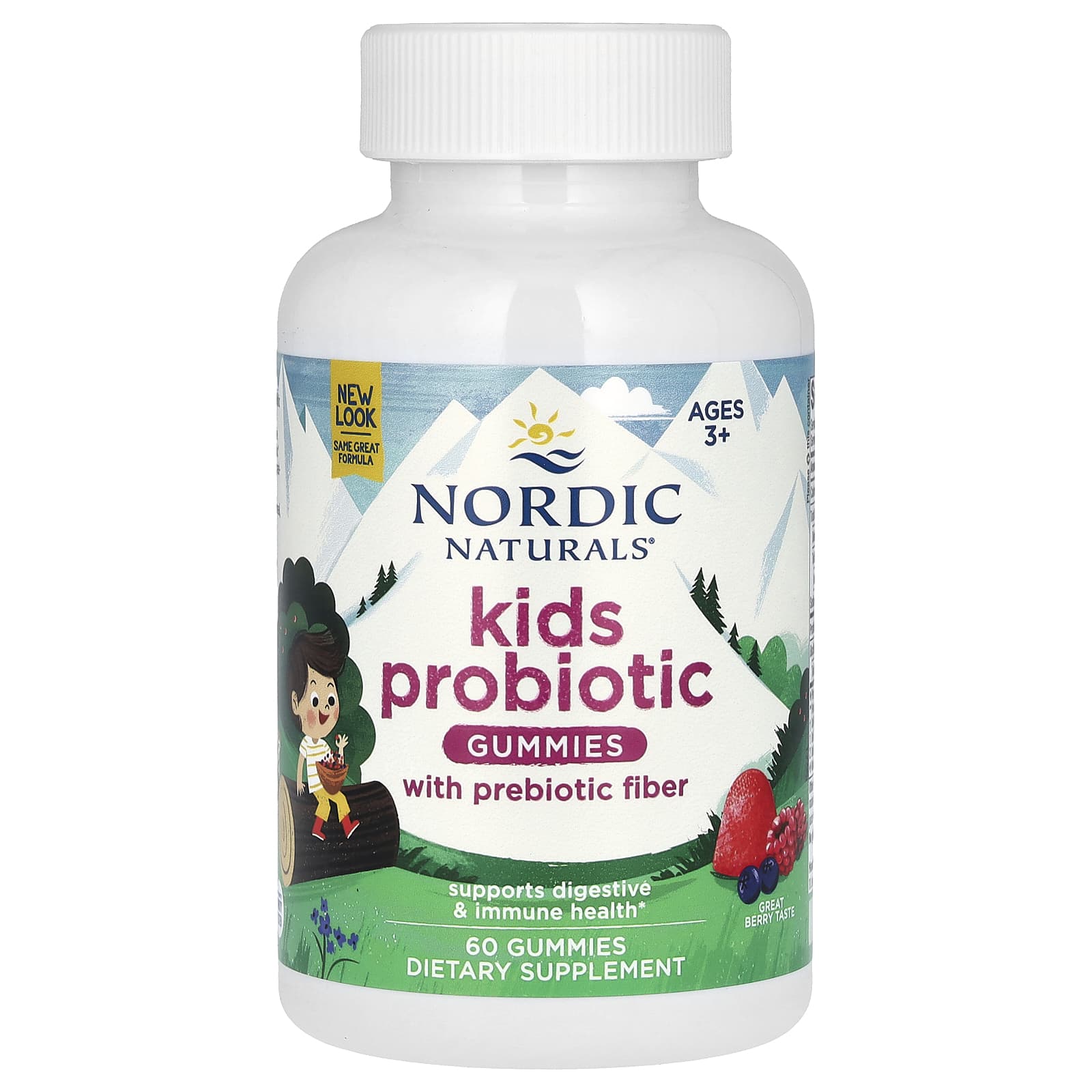Nordic Naturals, Kids Probiotic Gummies, Ages 3+, Great Berry, 60 Gummies - Image 1