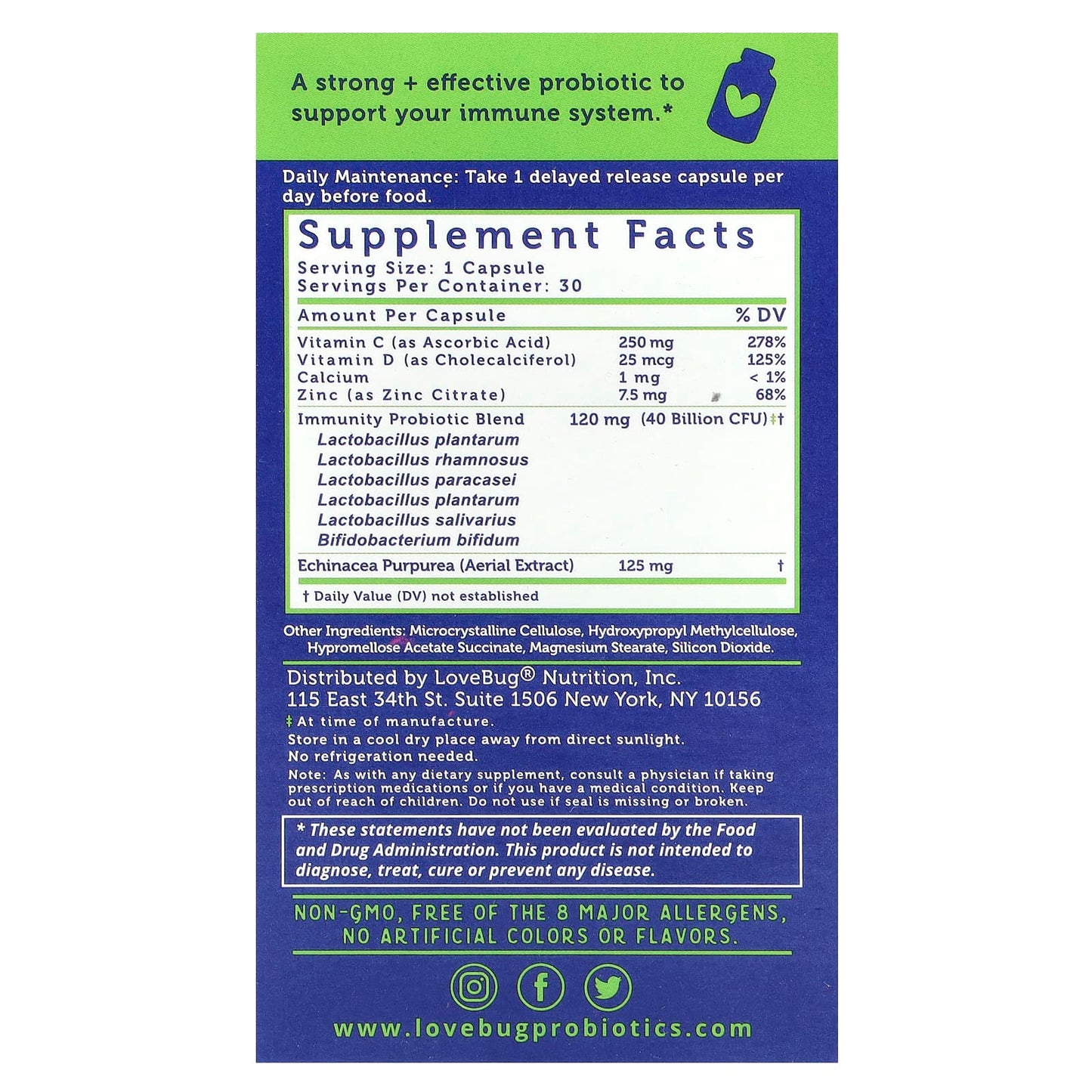 LoveBug Probiotics, Immune Support Probiotic™, Daily Probiotic, 40 Billion CFU, 30 Count - Image 2