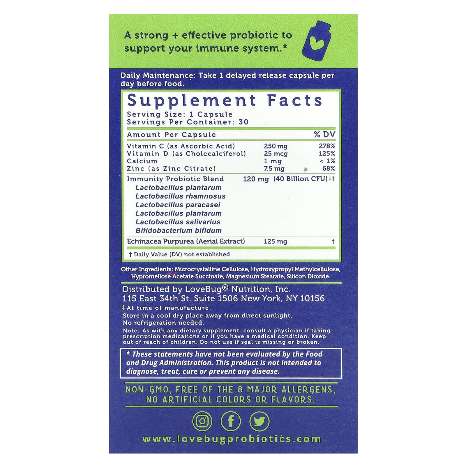 LoveBug Probiotics, Immune Support Probiotic™, Daily Probiotic, 40 Billion CFU, 30 Count - Image 2