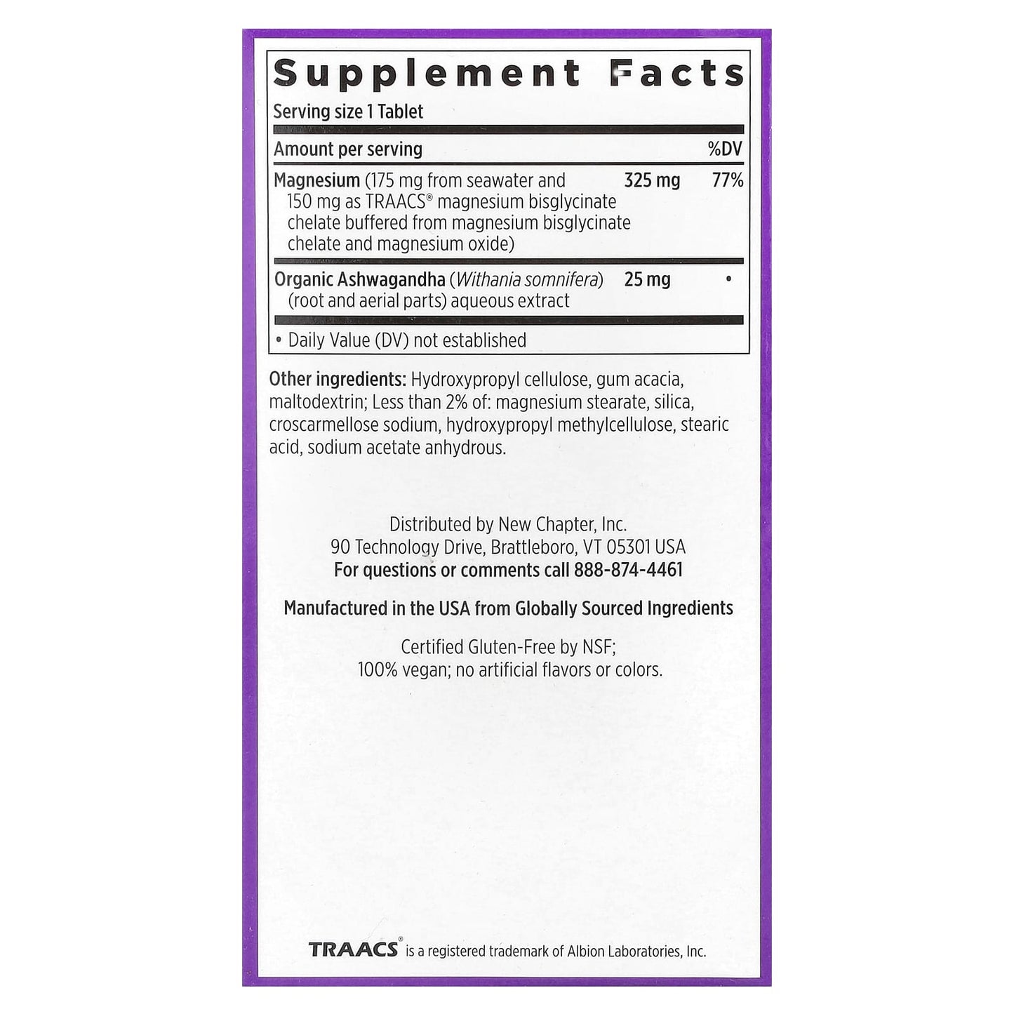 New Chapter, Magnesium + Ashwagandha, 60 Vegan Tablets - Image 2