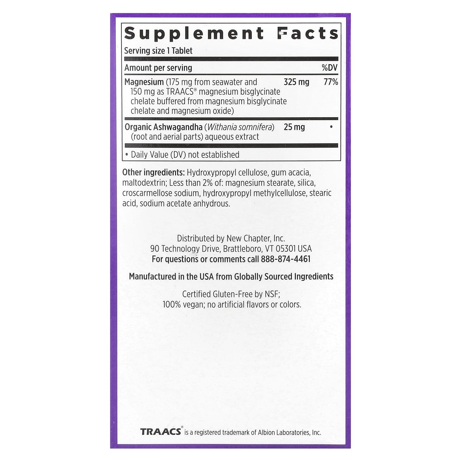 New Chapter, Magnesium + Ashwagandha, 60 Vegan Tablets - Image 2