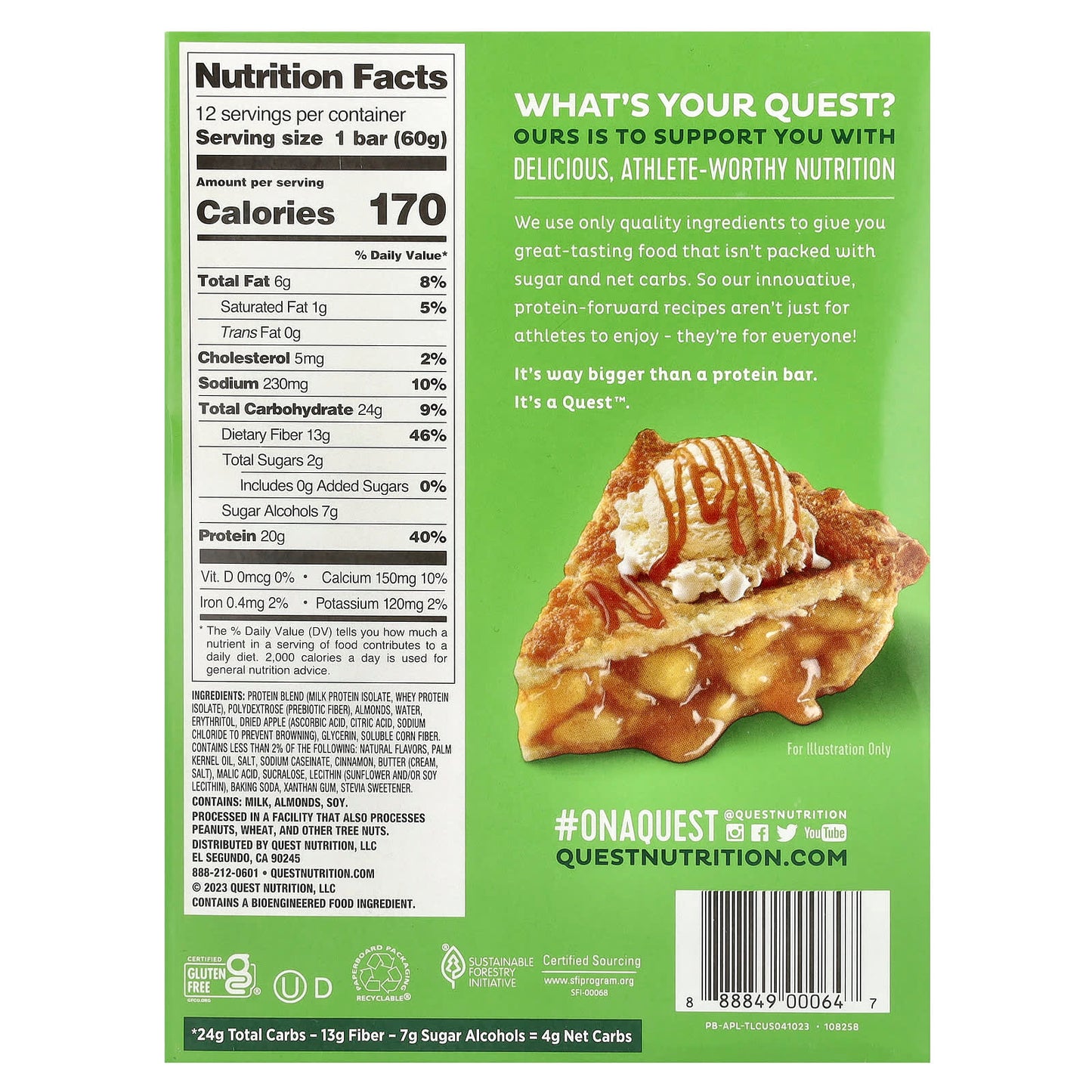 Quest Nutrition, Protein Bar, Apple Pie, 12 Bars, 2.12 oz (60 g) Each - Image 2