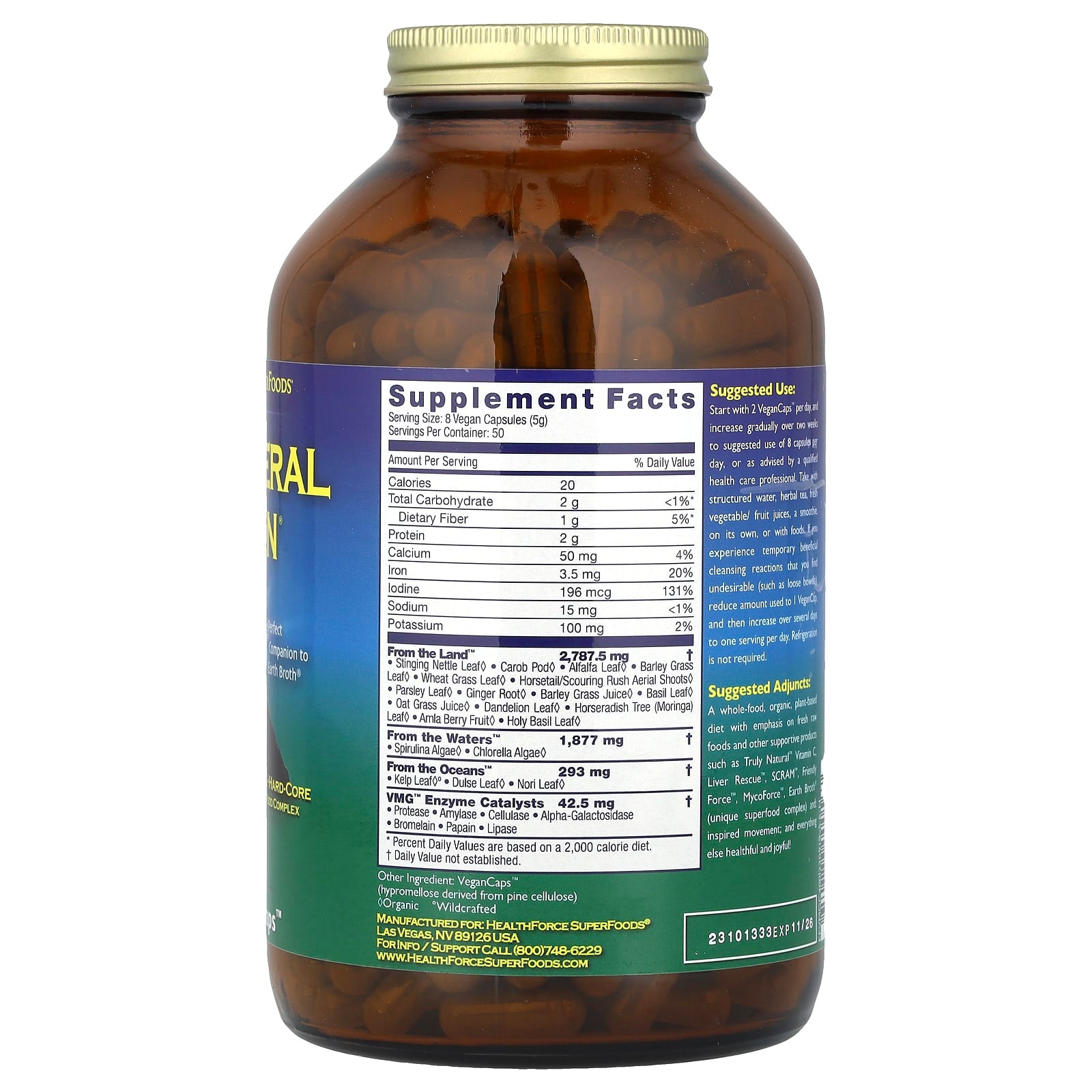 HealthForce Superfoods, Vitamineral Green Green Superfood Complex 400 VeganCaps - Image 2