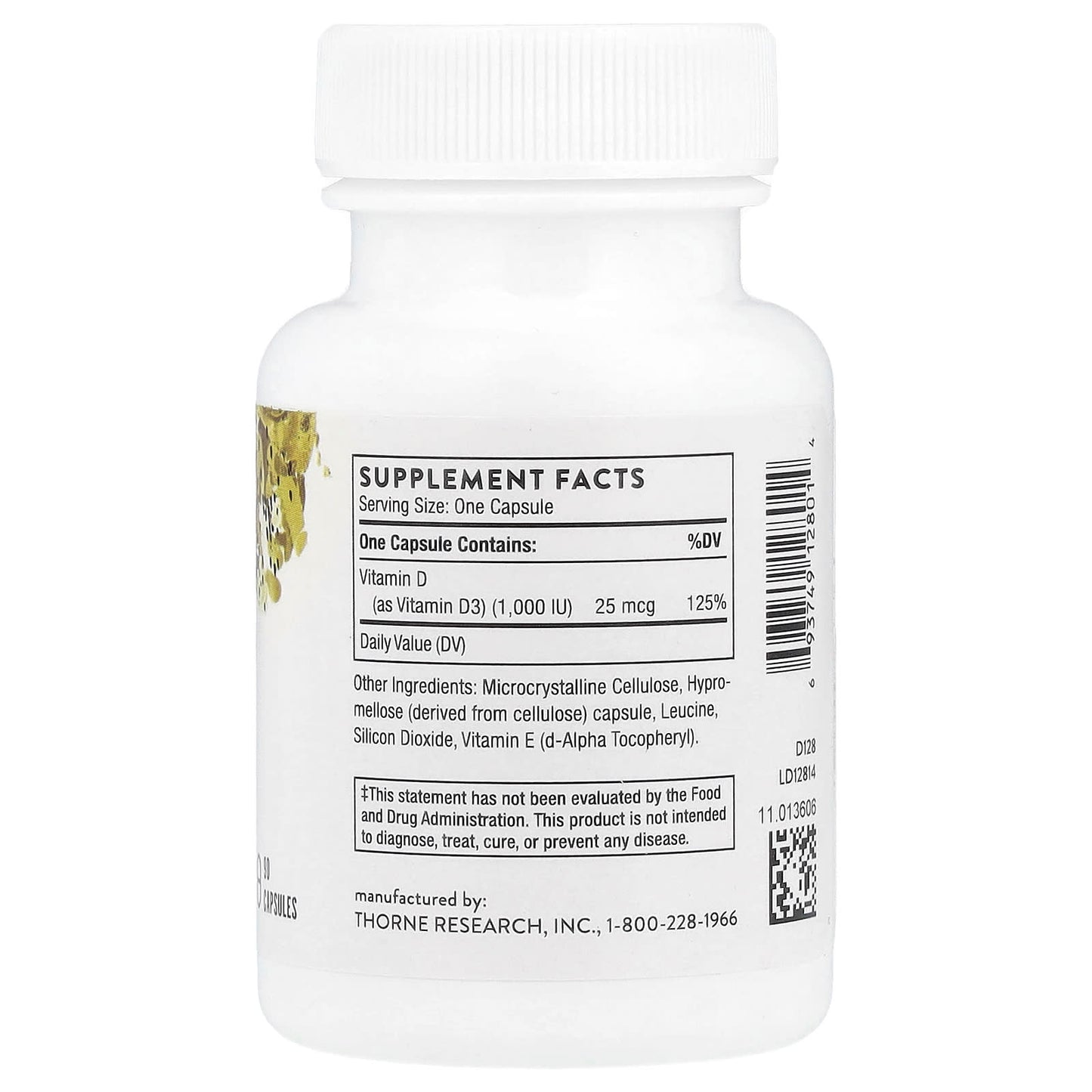 Thorne, D-1,000, 90 Capsules (25 mcg per Capsule) - Image 2