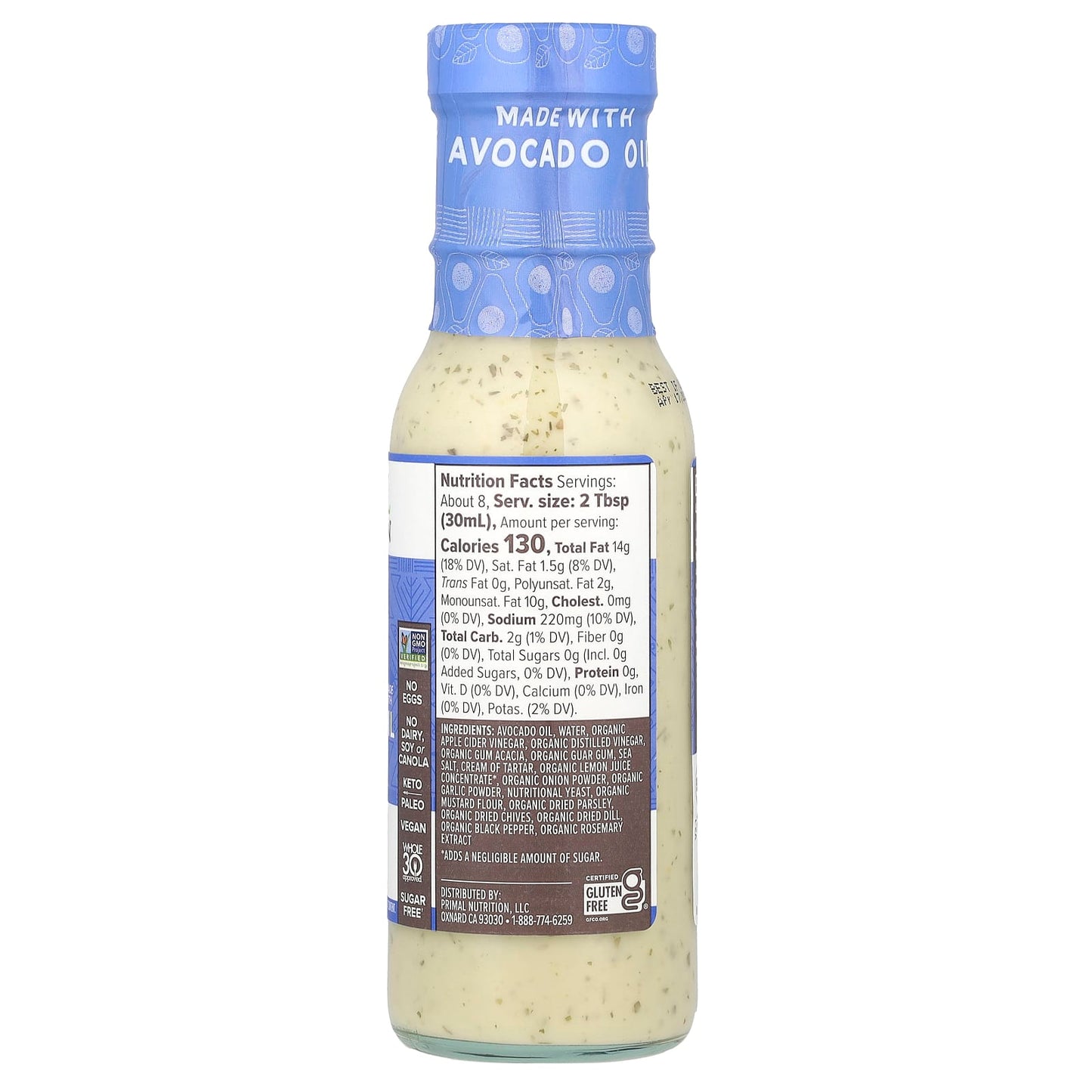 Primal Kitchen, Dressing & Marinade Made with Avocado Oil, Plant Based Ranch, 8 fl oz (236 ml) - Image 2