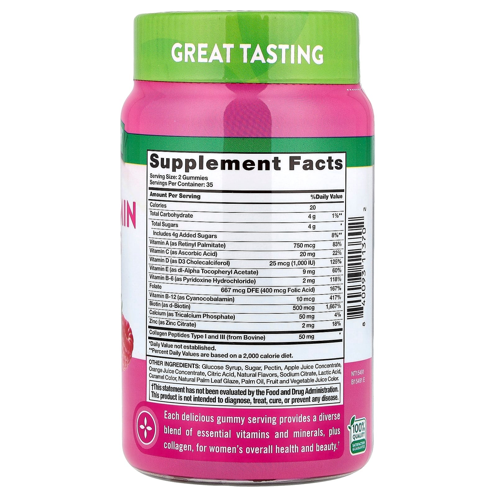 Nature's Truth, Women's Multivitamin Gummies + Collagen, Delicious Mixed Berry, 70 Gummies - Image 2