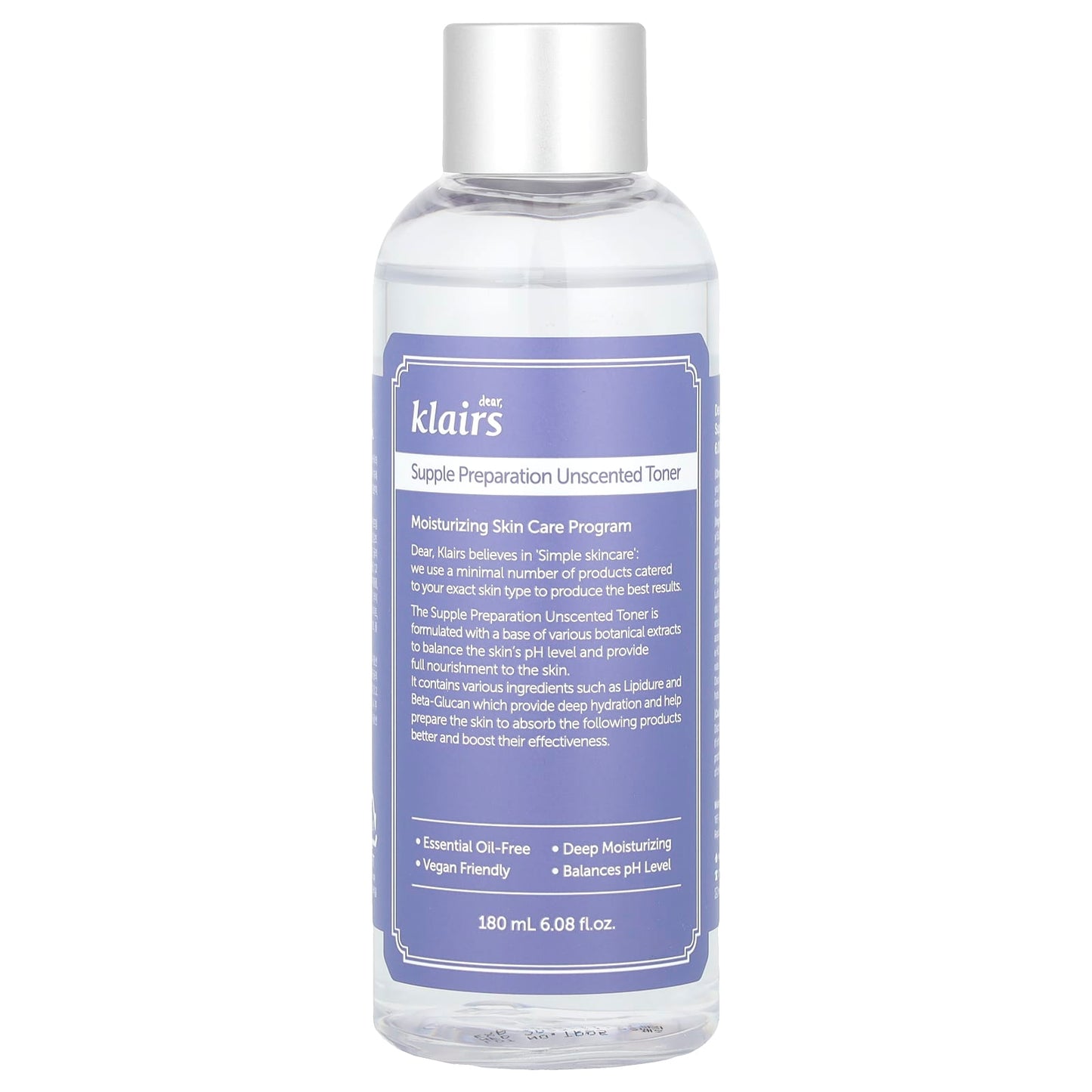 Klairs Supple Prep Unscented Toner, 6.08 fl oz - pH Balancing and Vegan Friendly - Image 1