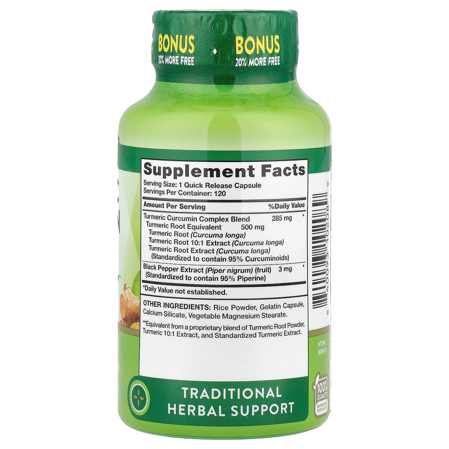 Nature's Truth, Turmeric Curcumin Complex Plus Black Pepper Extract, 120 Quick Release Capsules - Image 2