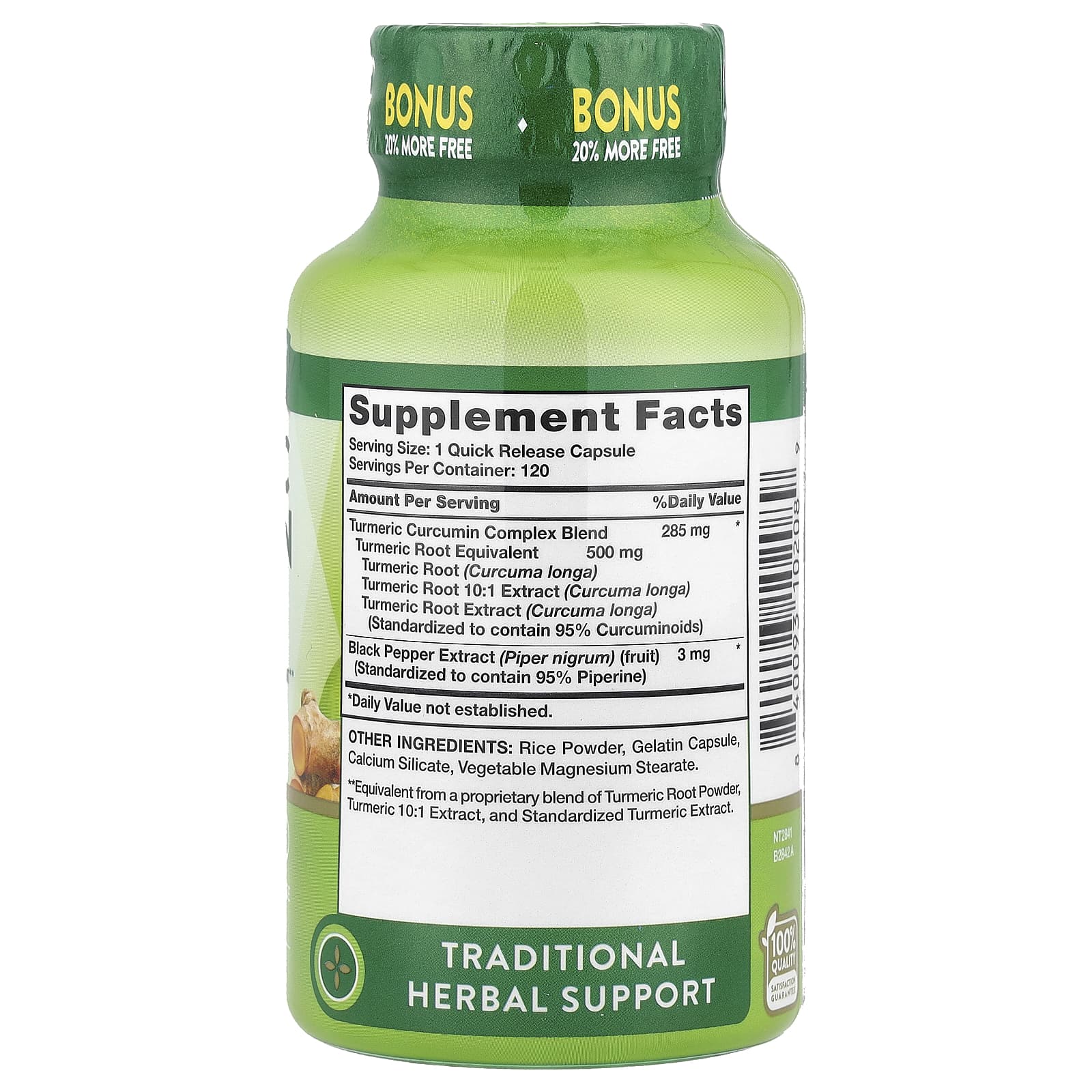 Nature's Truth, Turmeric Curcumin Complex Plus Black Pepper Extract, 120 Quick Release Capsules - Image 2