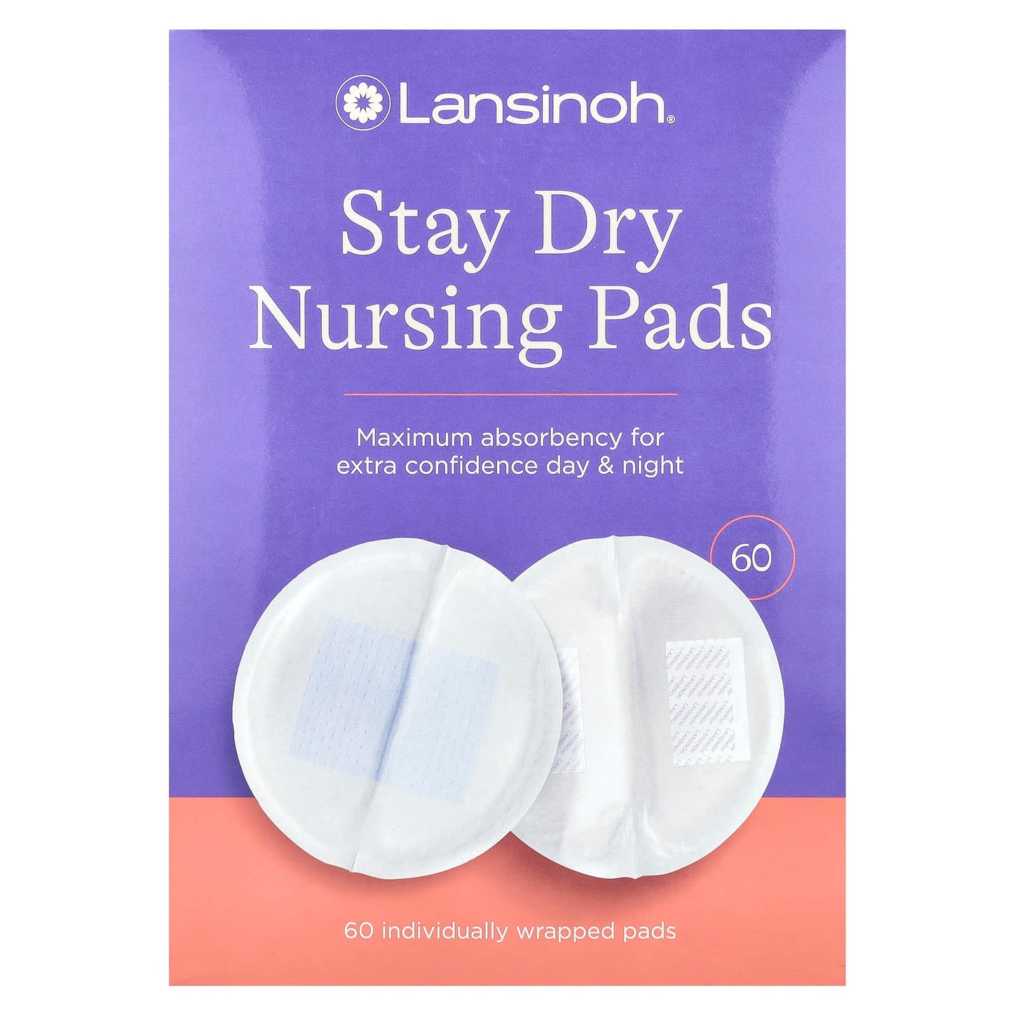 Lansinoh, Stay Dry Nursing Pads, 60 Individually Wrapped Pads - Image 1