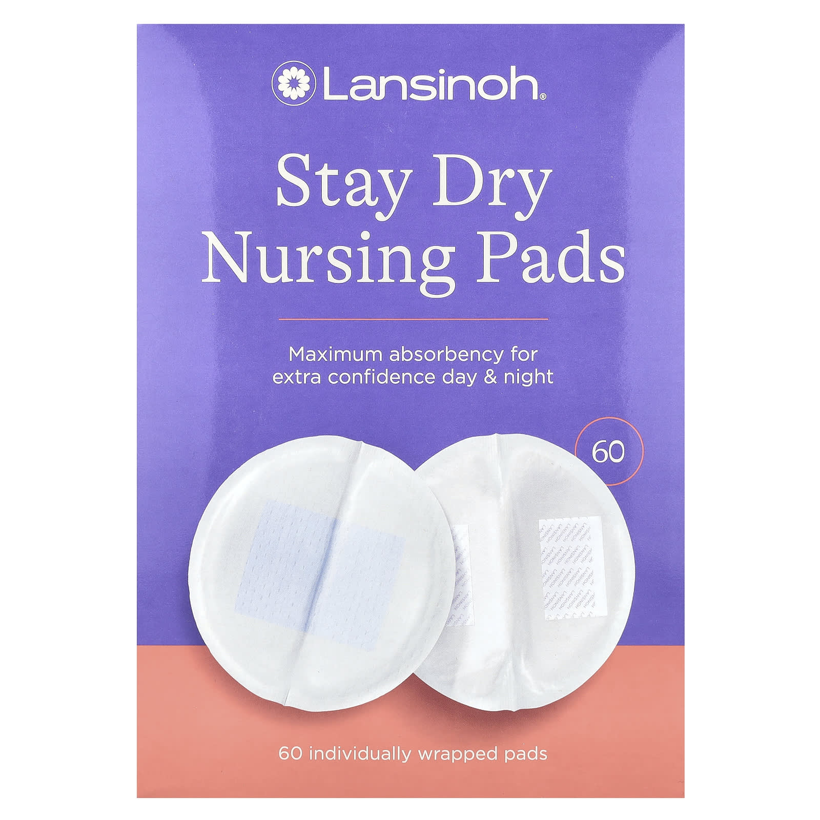 Lansinoh, Stay Dry Nursing Pads, 60 Individually Wrapped Pads - Image 1