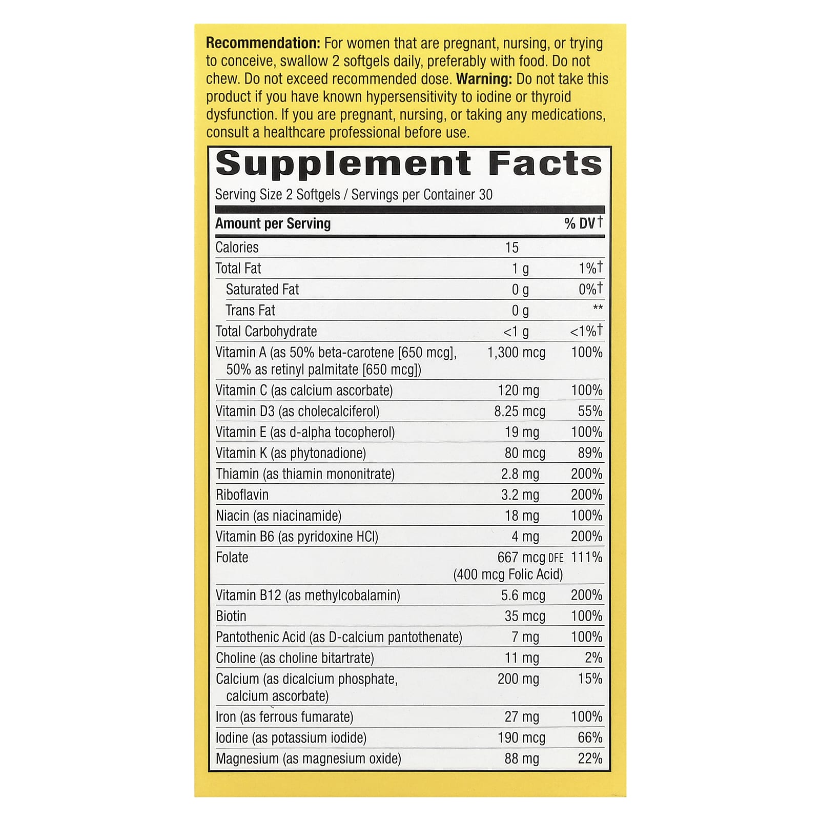 Nature's Way, Alive!® Complete Premium Prenatal Multivitamin, 60 Vegan Softgels - Image 2