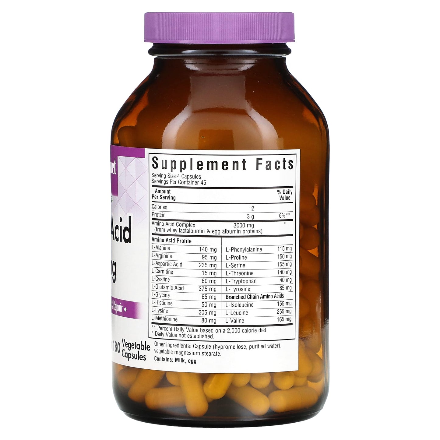 Bluebonnet Nutrition Amino Acid Supplement, 750 mg, 180 Capsules - Image 2