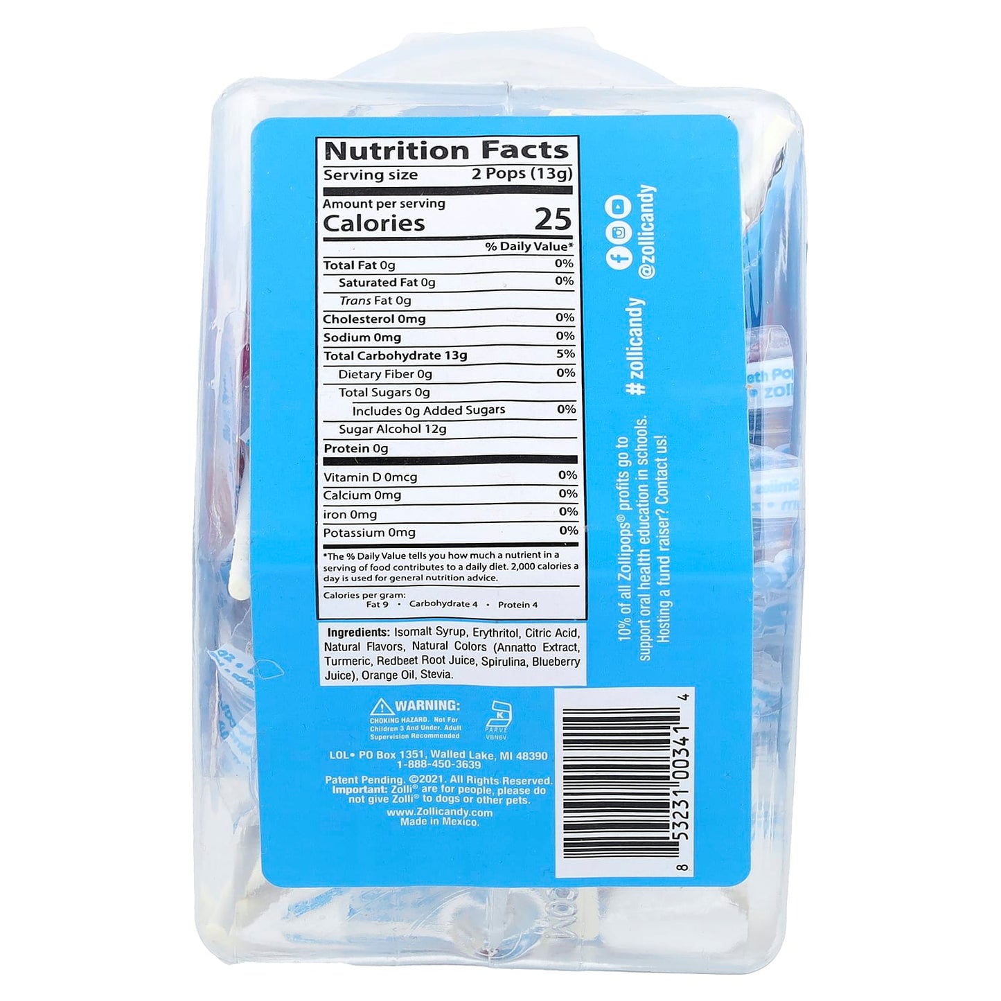 Zollipops, The Clean Teeth Pops®, Assorted, Approx. 23 Pops, 5.2 oz - Image 2