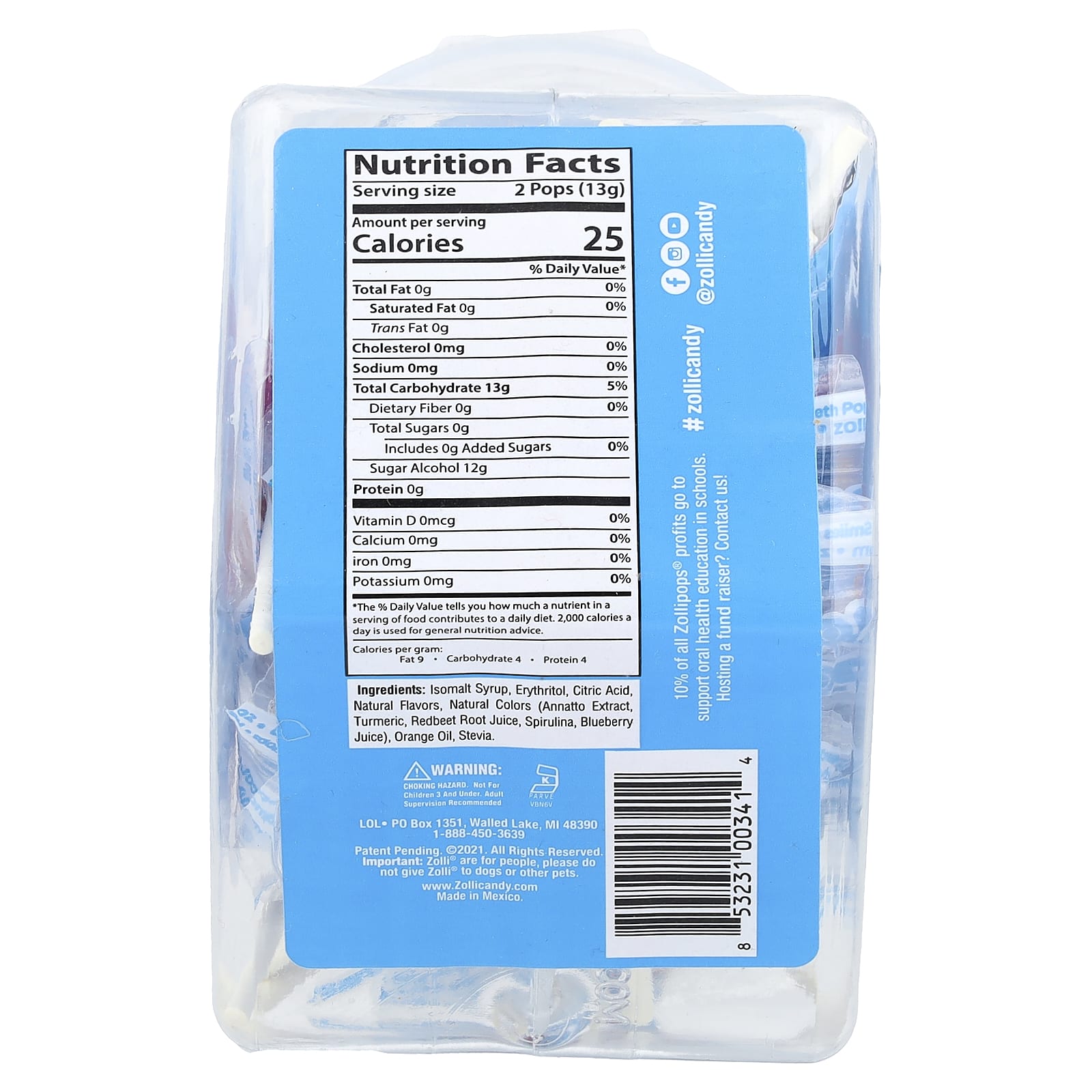 Zollipops, The Clean Teeth Pops®, Assorted, Approx. 23 Pops, 5.2 oz - Image 2