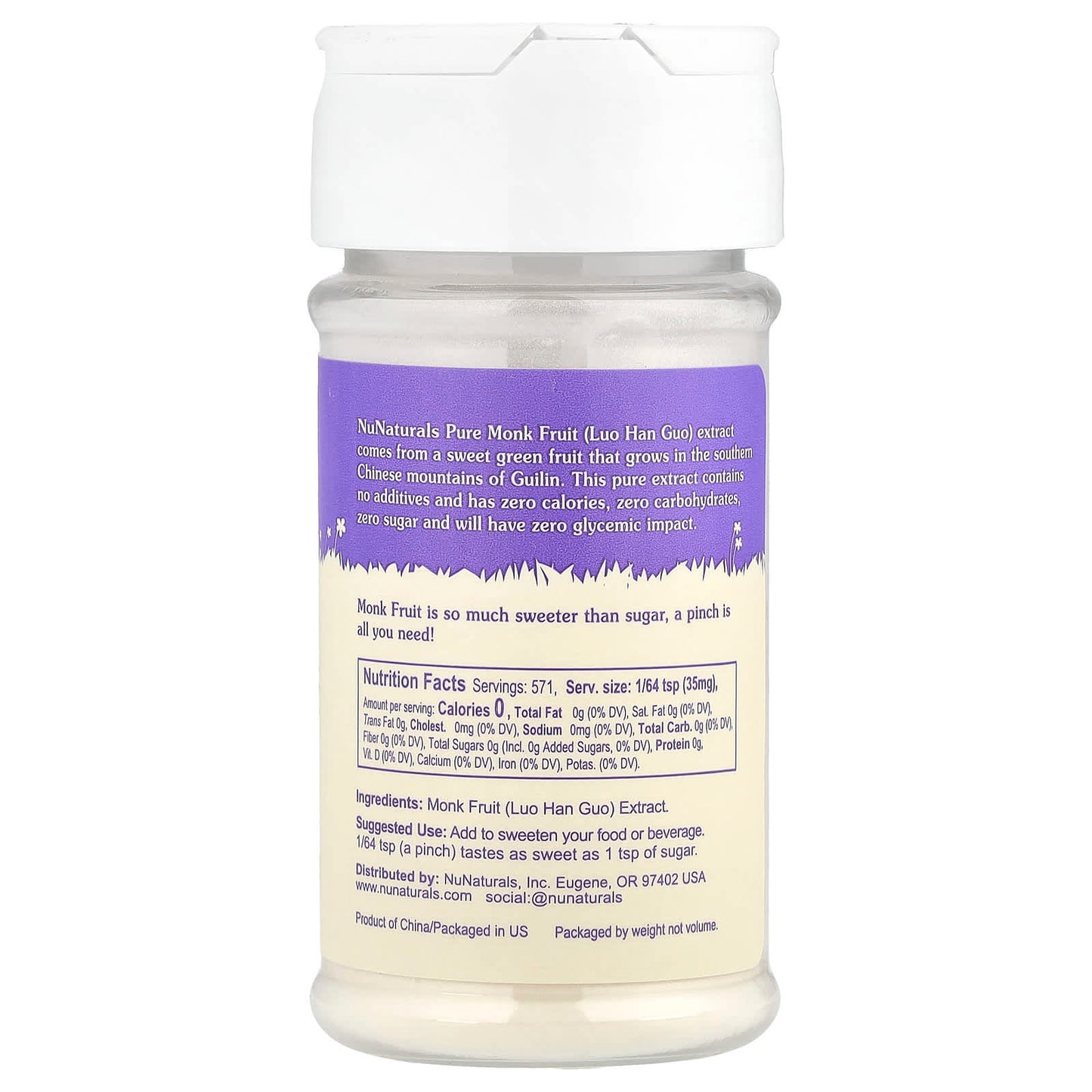 NuNaturals, Pure Monk Fruit Sweetener, 0.71 oz (20 g) - Image 2