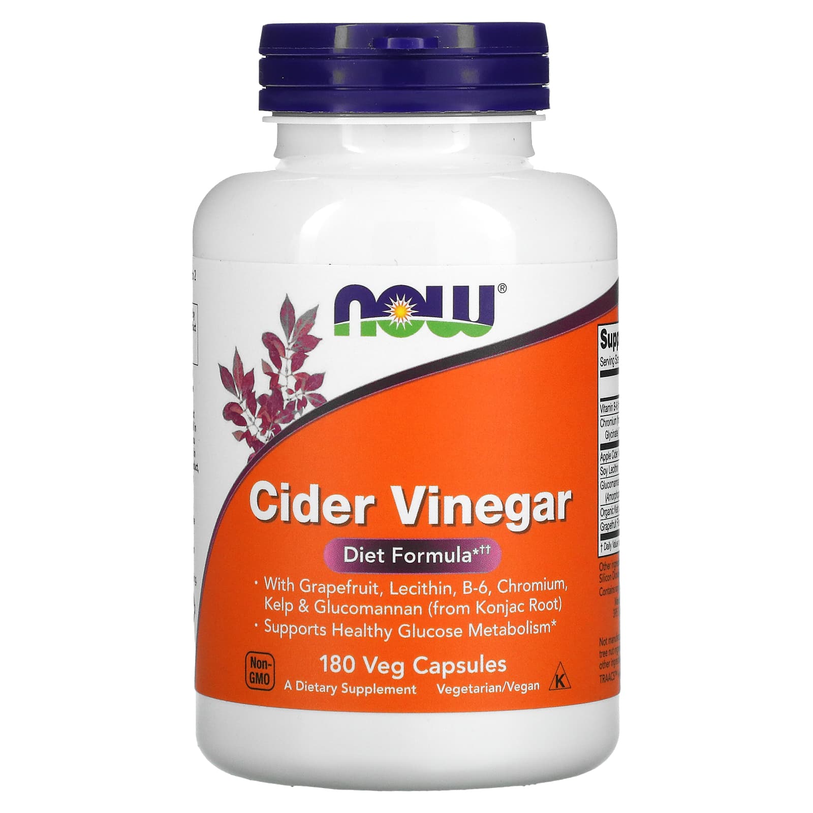 NOW Foods, Cider Vinegar, 180 Veg Capsules - Image 1