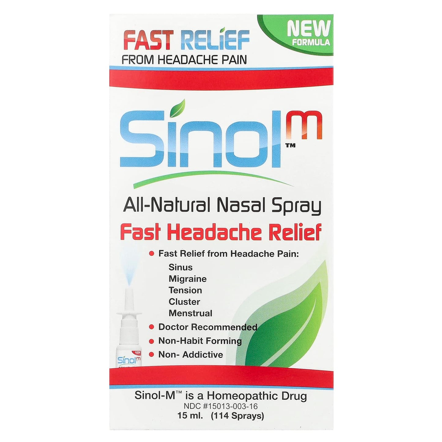 SinolM™, All-Natural Nasal Spray, Fast Headache Relief, 15 ml - Image 2
