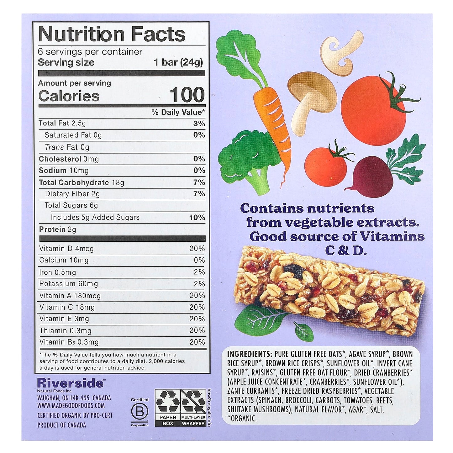 MadeGood, Granola Bars, Mixed Berry, 6 Bars, 0.85 oz (24 g) Each - Image 2