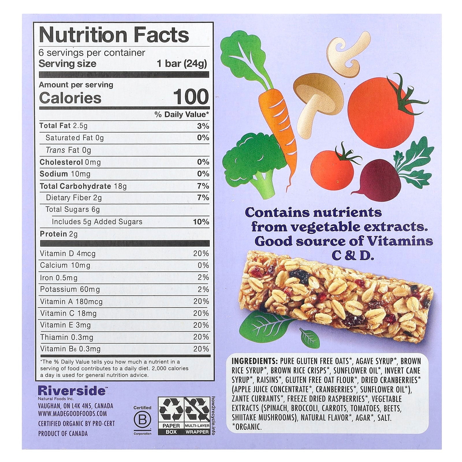 MadeGood, Granola Bars, Mixed Berry, 6 Bars, 0.85 oz (24 g) Each - Image 2