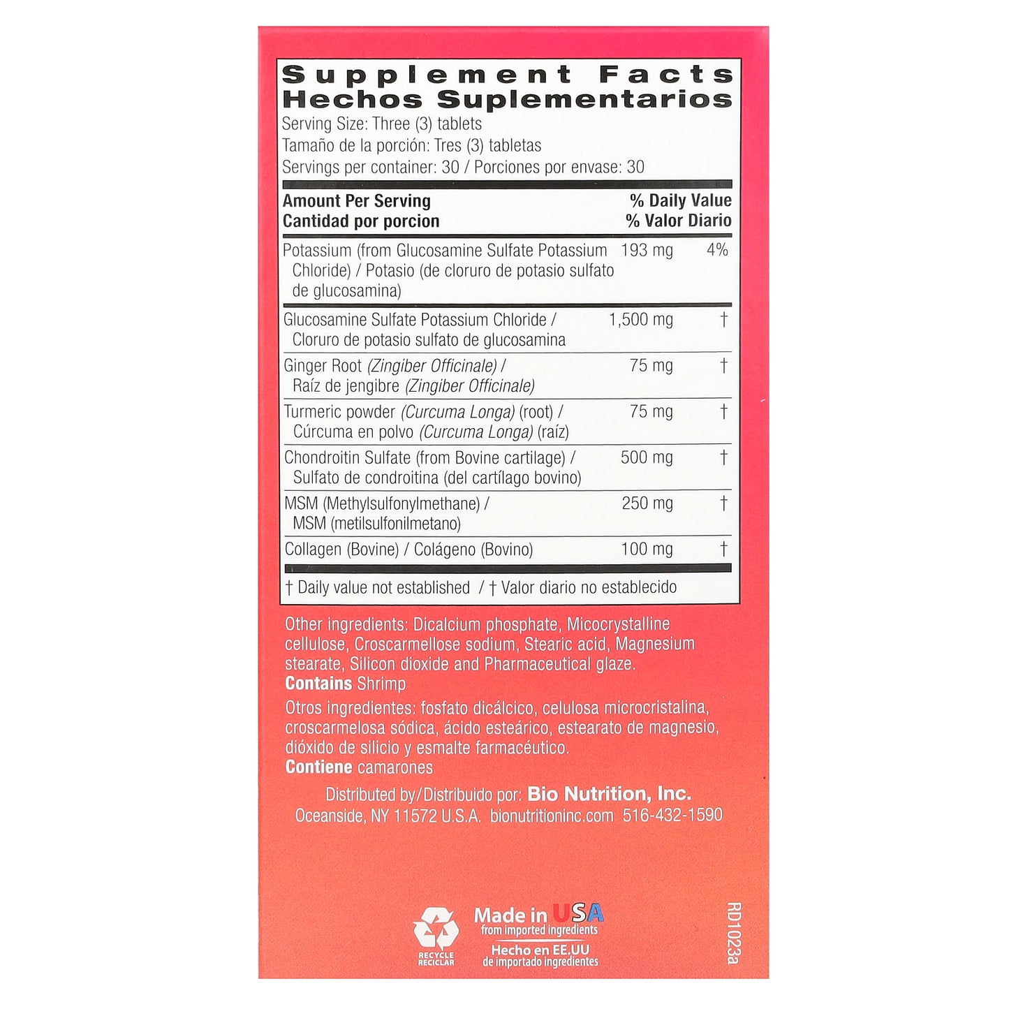 Bio Nutrition Advanced Joint Support with Glucosamine & Turmeric - 90 Tablets - Image 2