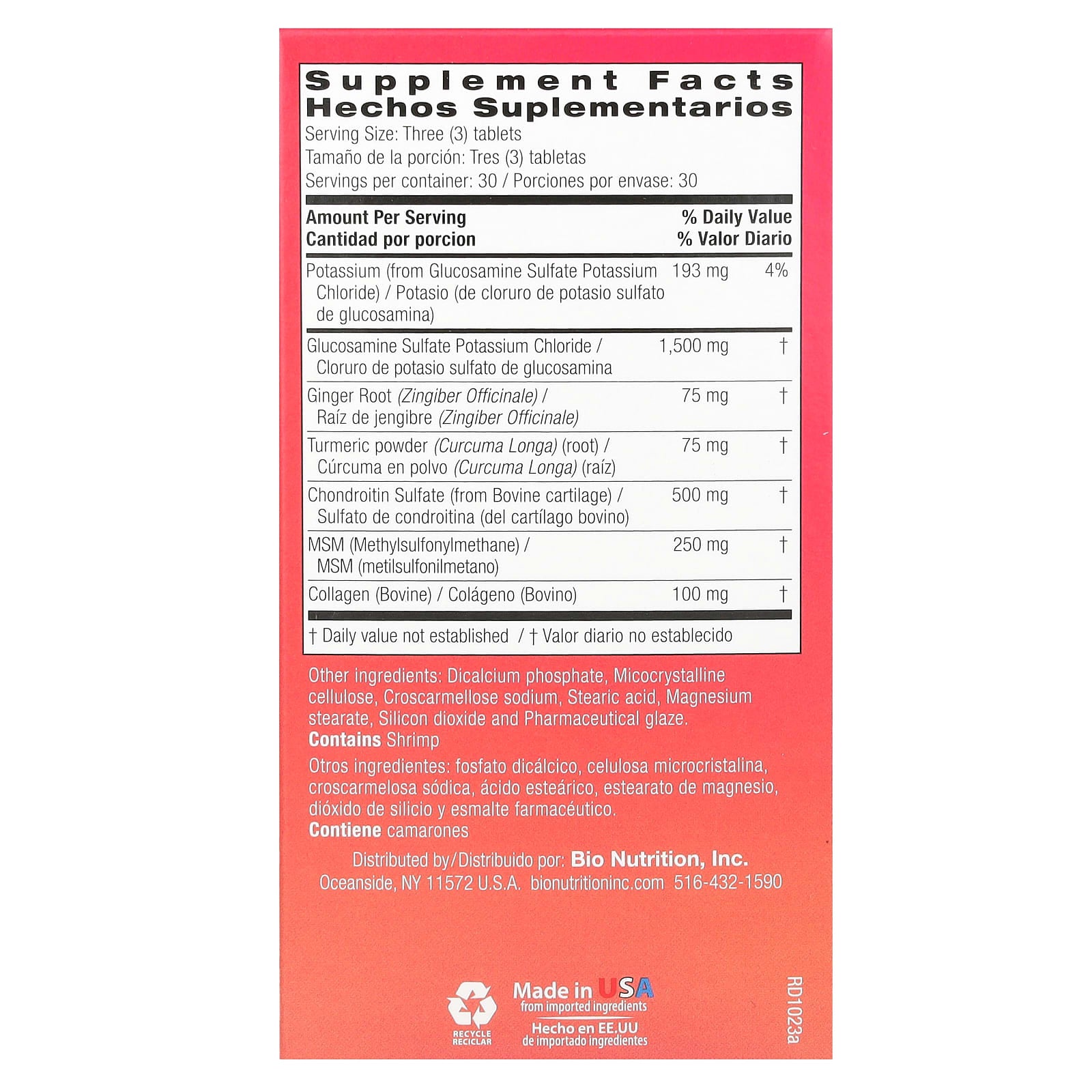 Bio Nutrition Advanced Joint Support with Glucosamine & Turmeric - 90 Tablets - Image 2