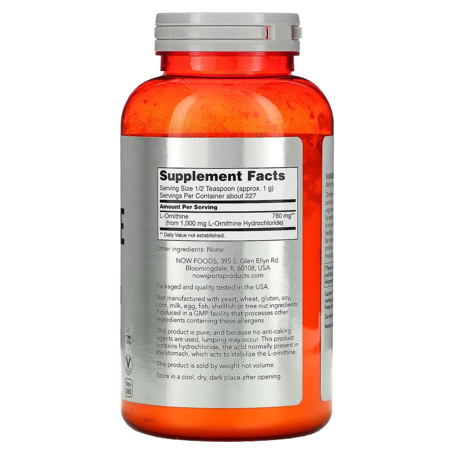 NOW Foods, Sports, L-Ornithine Powder, 8 oz (227 g) - Image 2