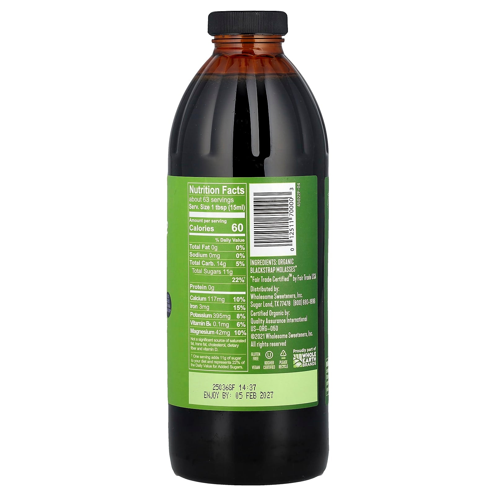 Wholesome Sweeteners, Organic Molasses, Unsulphured, 32 fl oz (946 ml) - Image 2