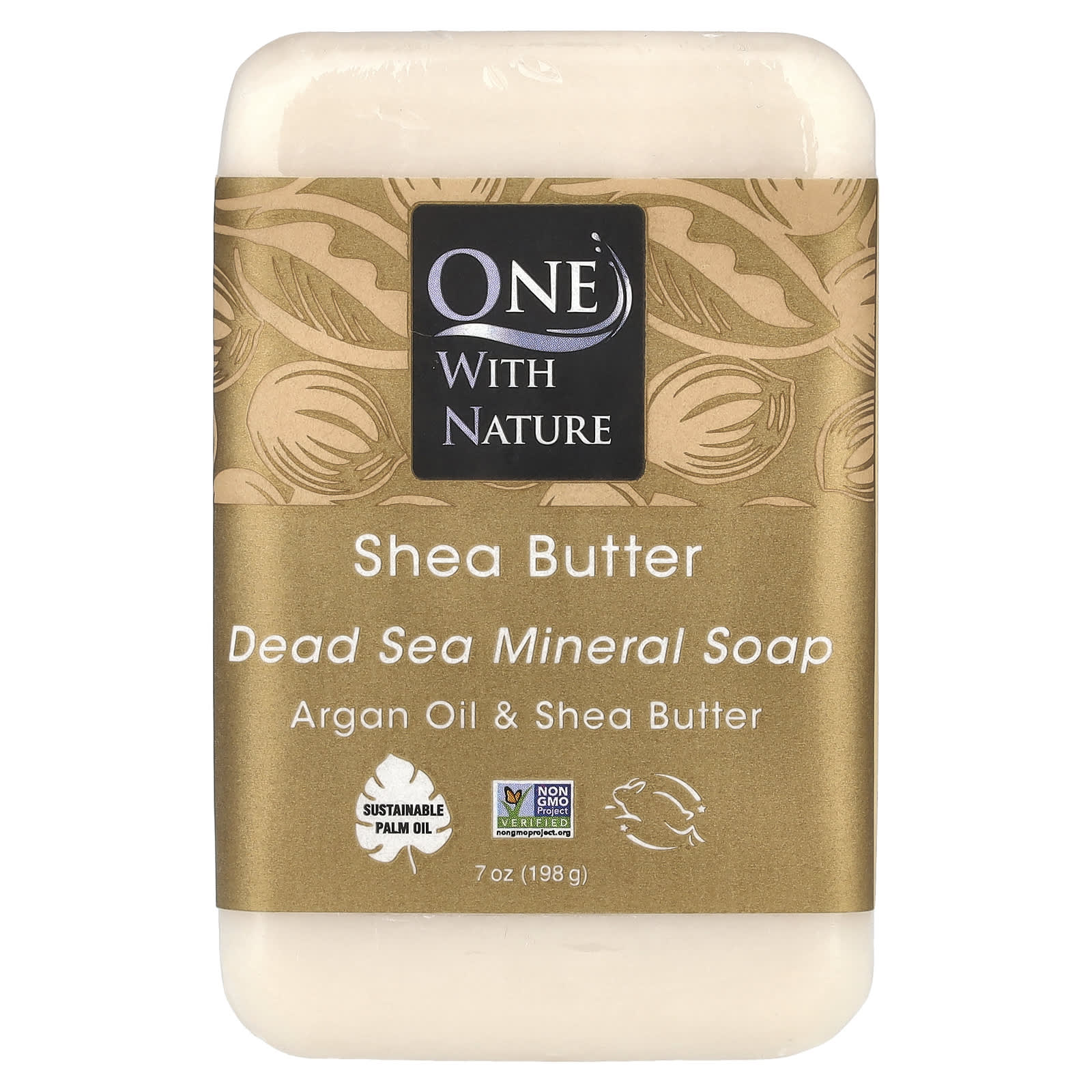 One with Nature, Dead Sea Mineral Bar Soap, Shea Butter, 7 oz (198 g) - Image 1