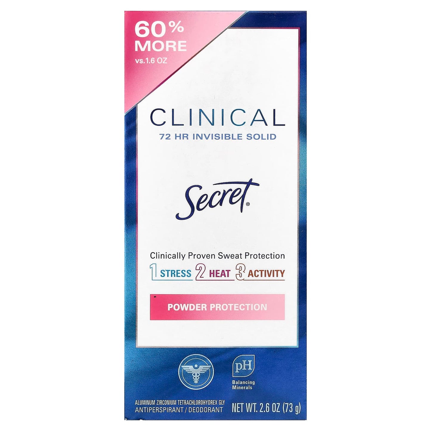 Secret, Clinical, Antiperspirant/Deodorant, 72 HR Invisible Solid, Powder Protection, 2.6 oz (73 g) - Image 2