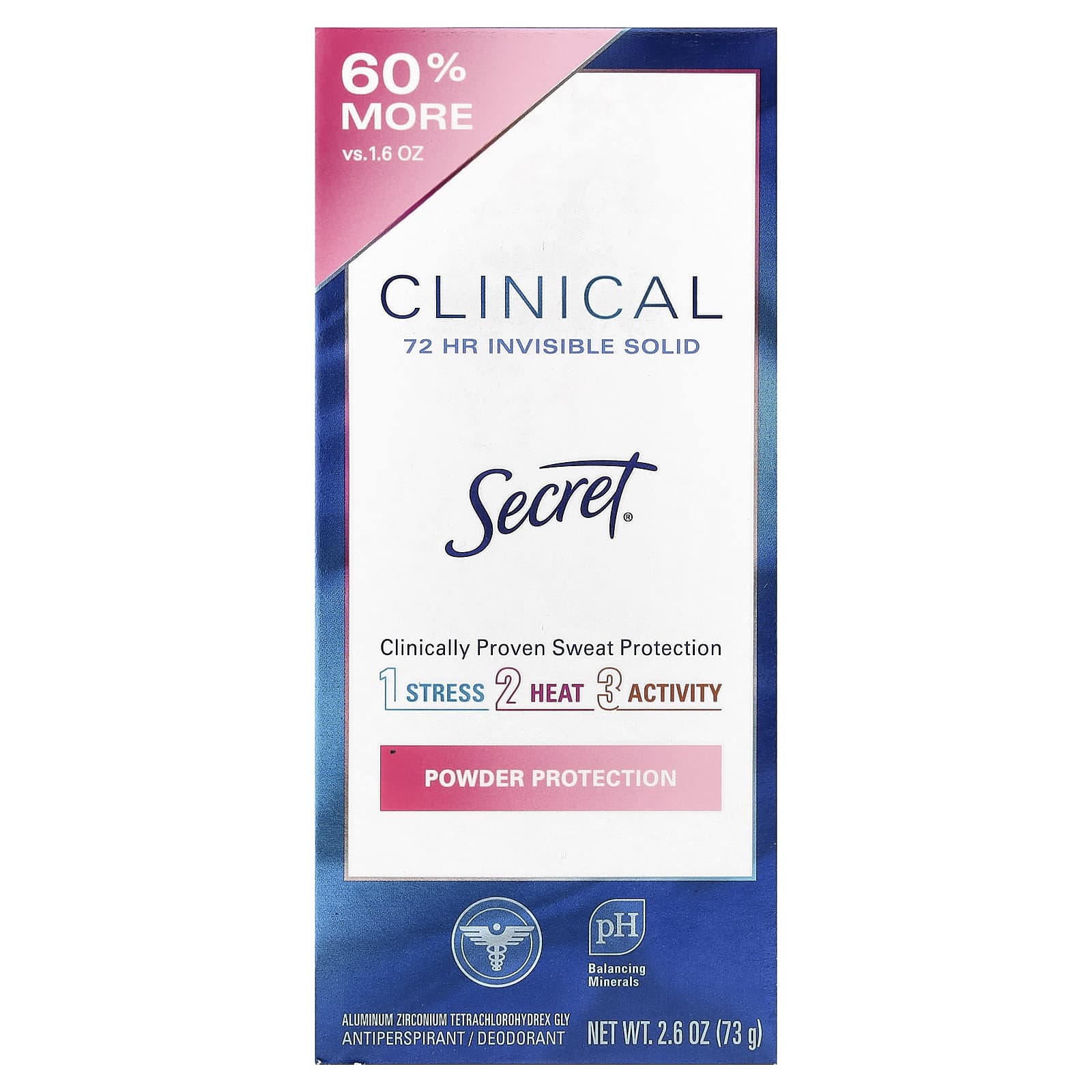 Secret, Clinical, Antiperspirant/Deodorant, 72 HR Invisible Solid, Powder Protection, 2.6 oz (73 g) - Image 2