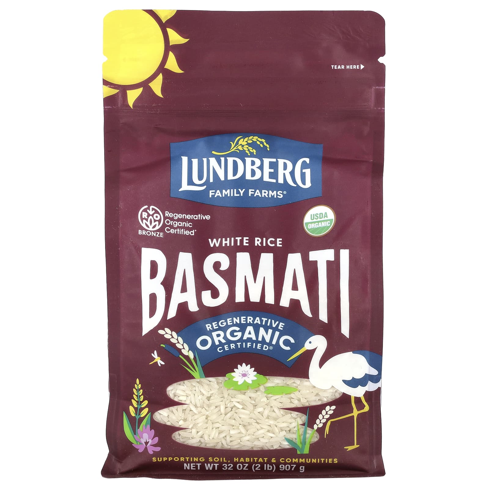Lundberg, Organic White Rice, Basmati, 32 oz (907 g) - Image 1