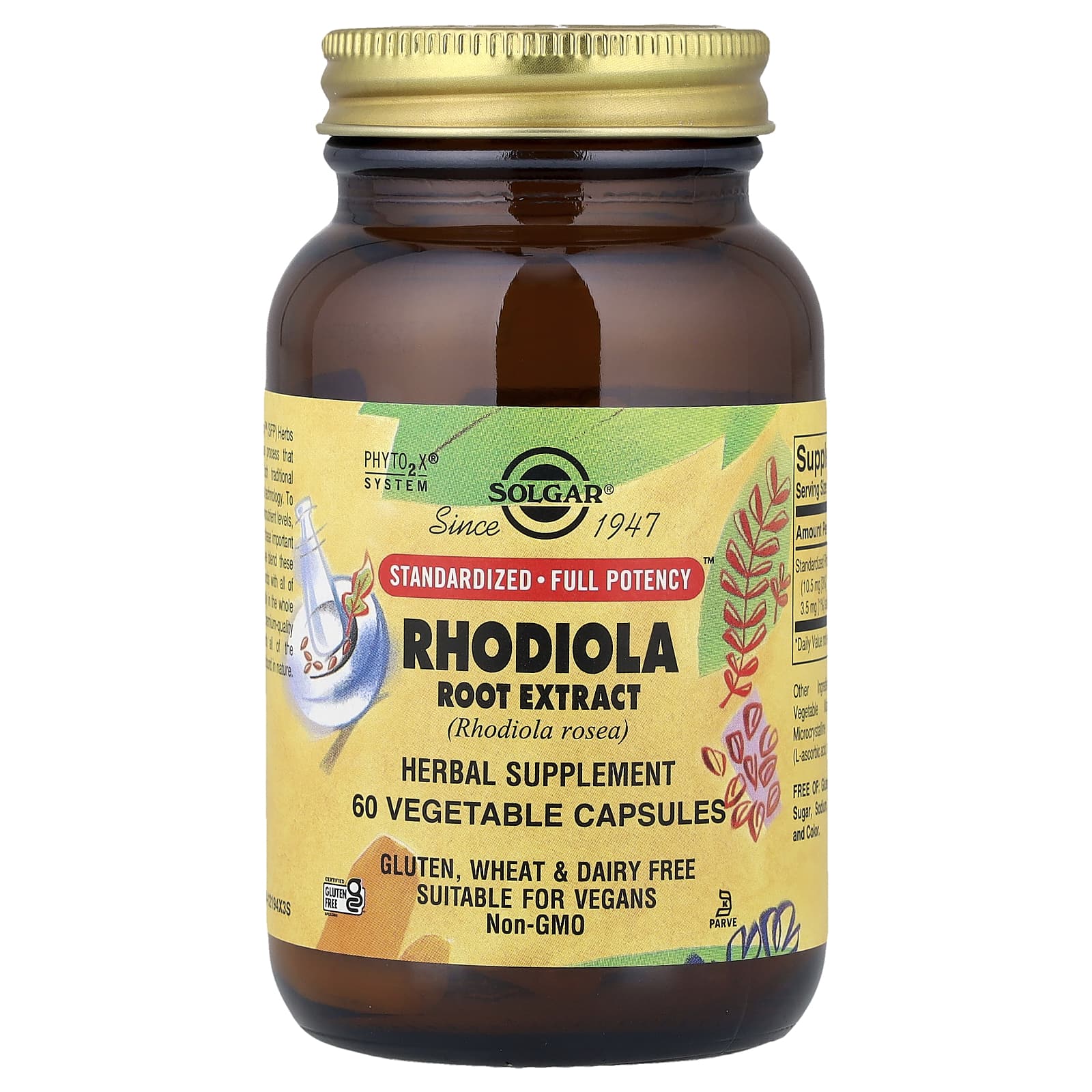 Solgar, Rhodiola Root Extract, 60 Vegetable Capsules (350 mg per Capsule) - Image 1