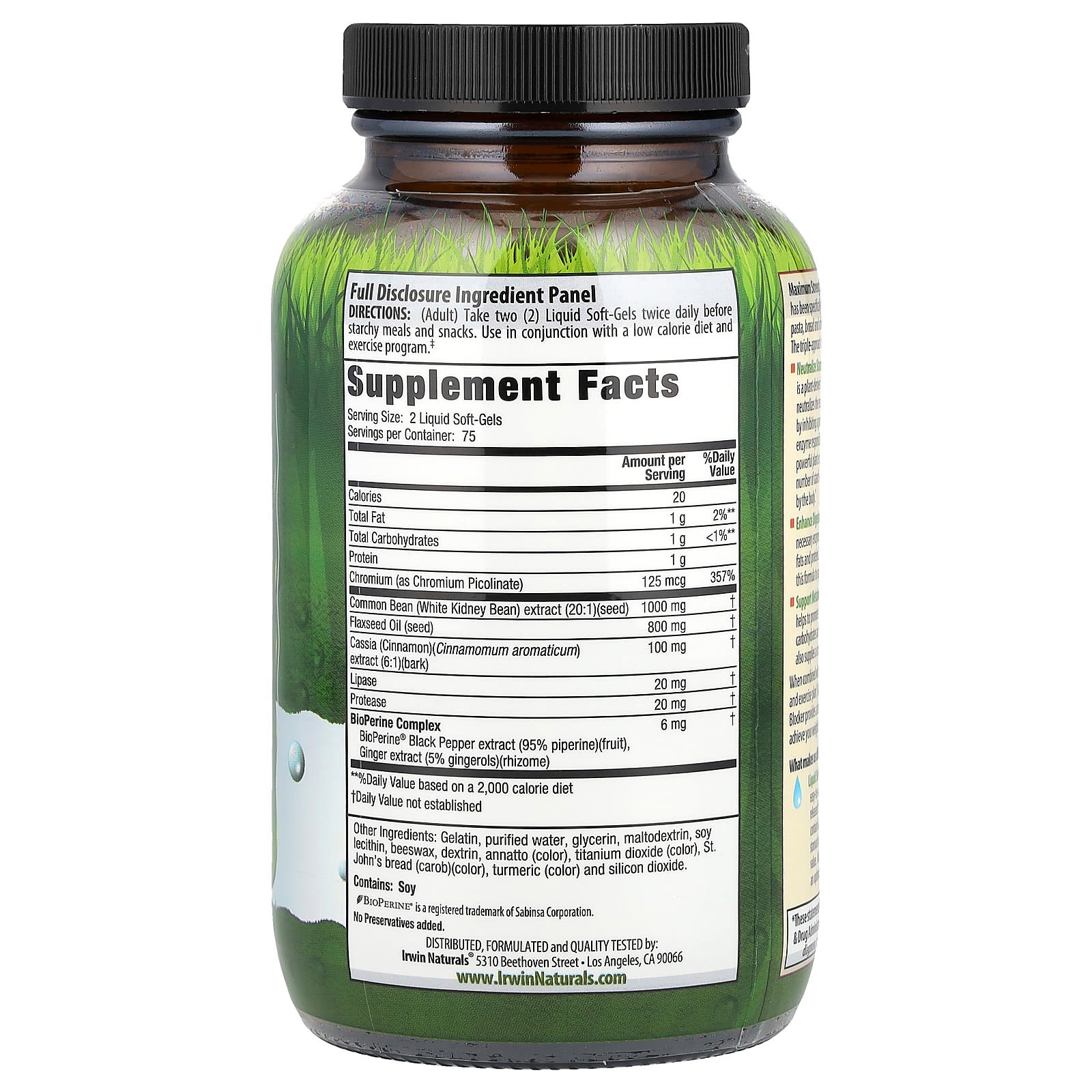 Maximum Strength Carb Blocker by Irwin Naturals - 150 Liquid Soft-Gels - Image 2