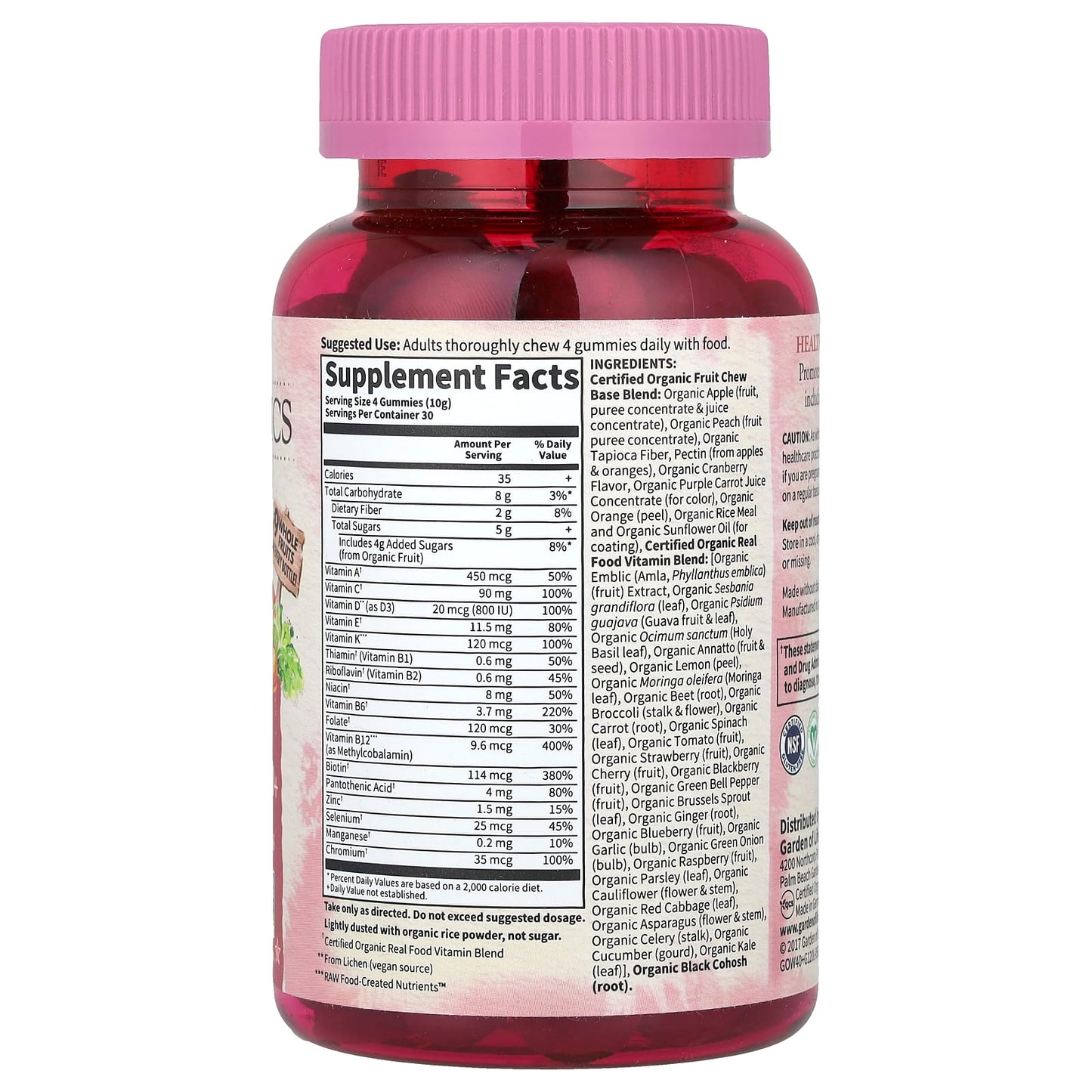 Garden of Life Organics Women's Multi 40+ Organic Berry 120 Vegan Gummy Drops - Image 2