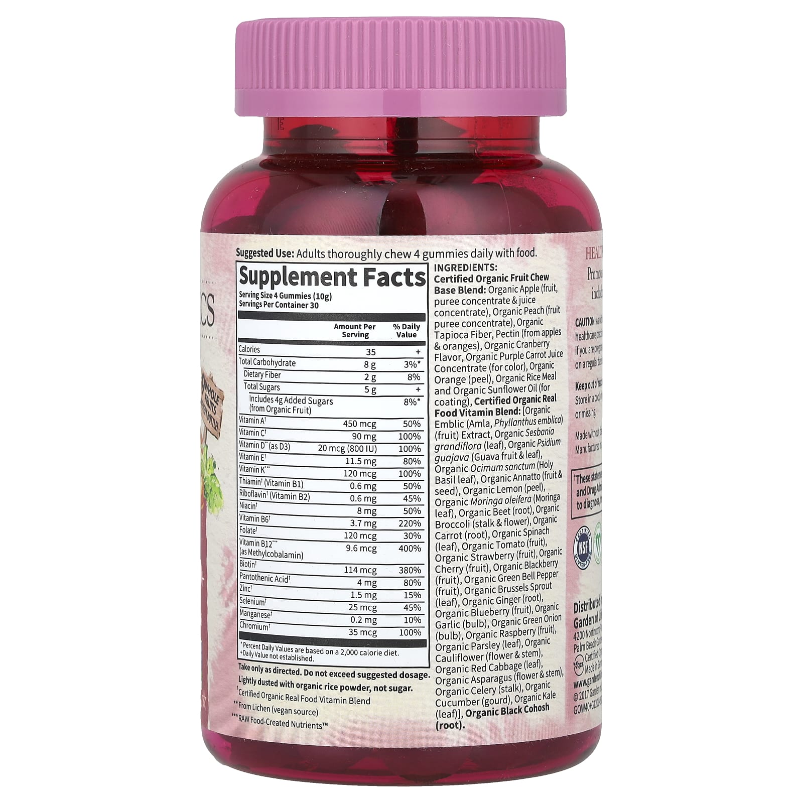 Garden of Life Organics Women's Multi 40+ Organic Berry 120 Vegan Gummy Drops - Image 2